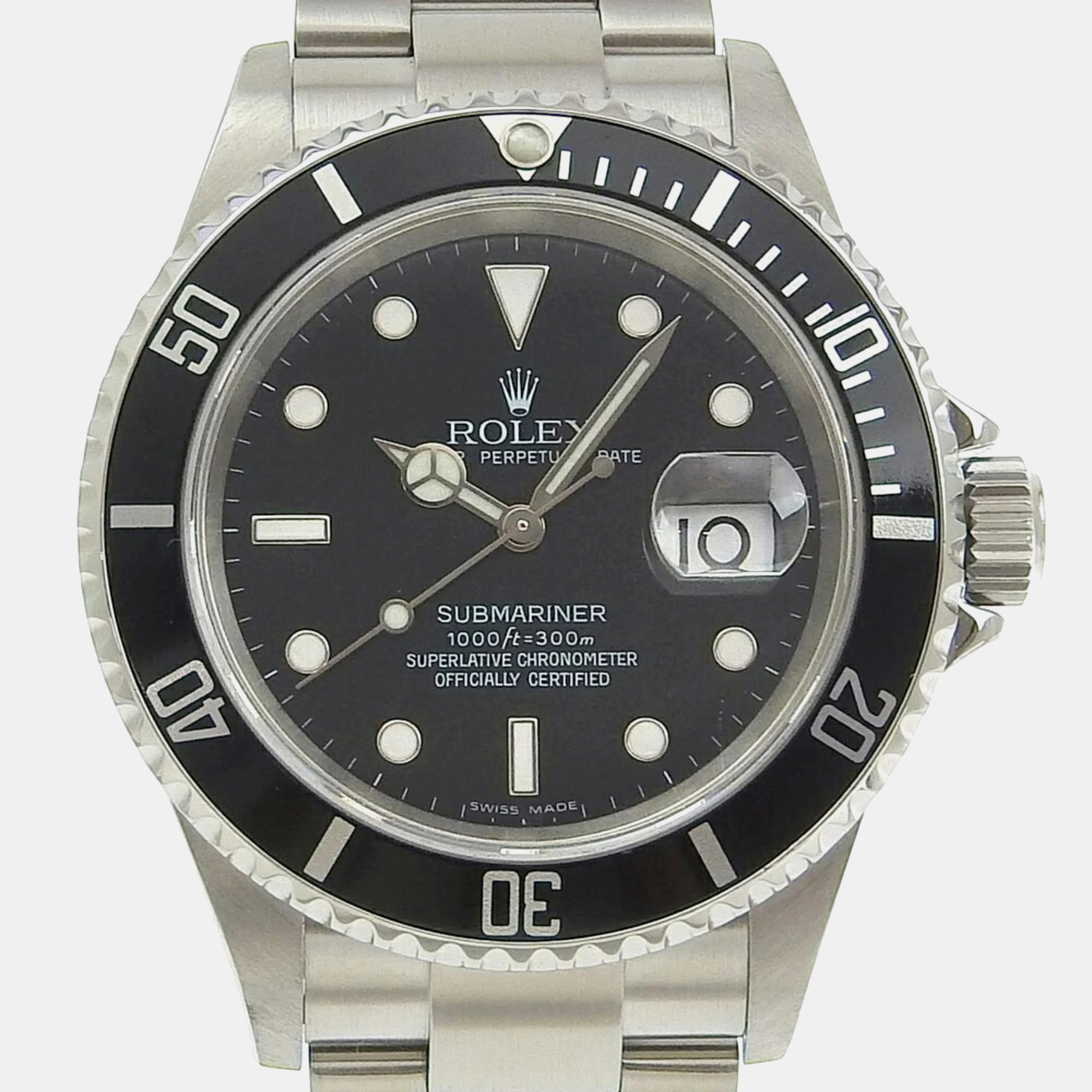 Rolex black stainless steel submariner 16610 automatic men's wristwatch 40 mm