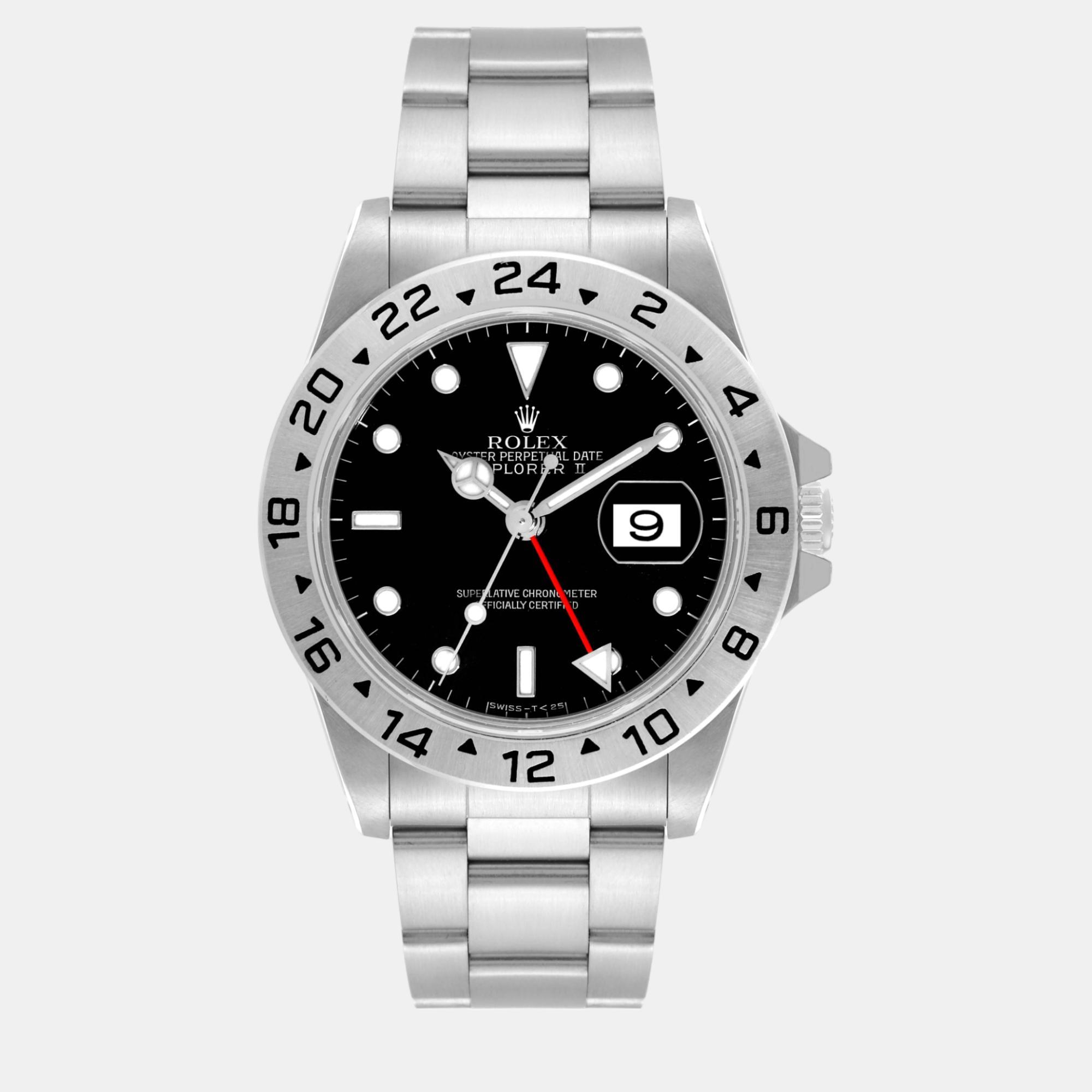 Rolex explorer ii black dial steel men's watch 40 mm