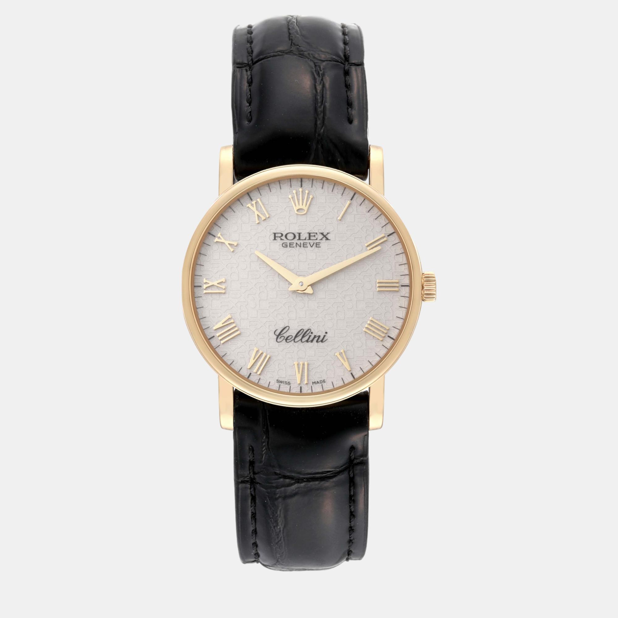Rolex cellini classic yellow gold ivory anniversary dial men's watch 32 mm