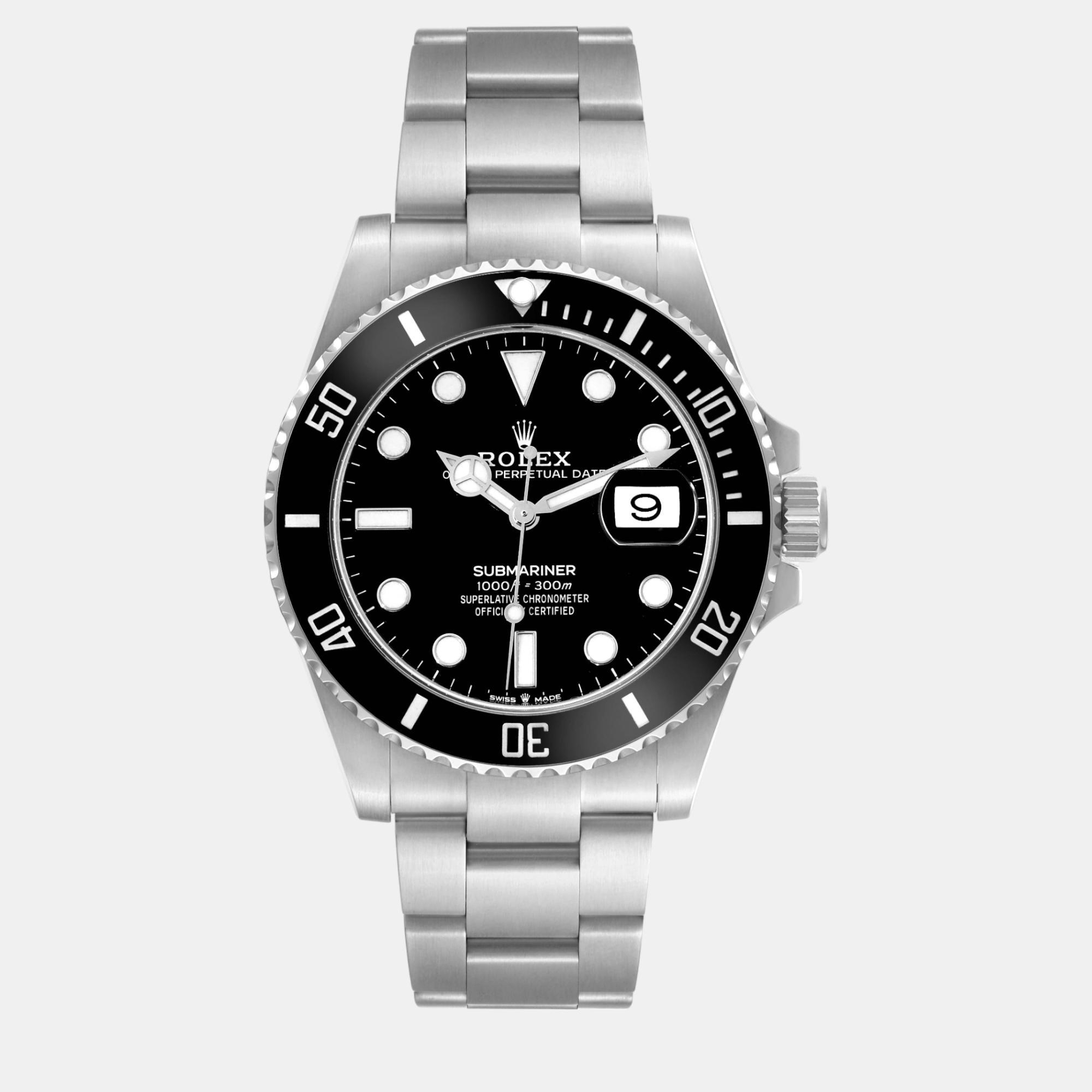 Rolex submariner ceramic bezel steel men's watch 41 mm