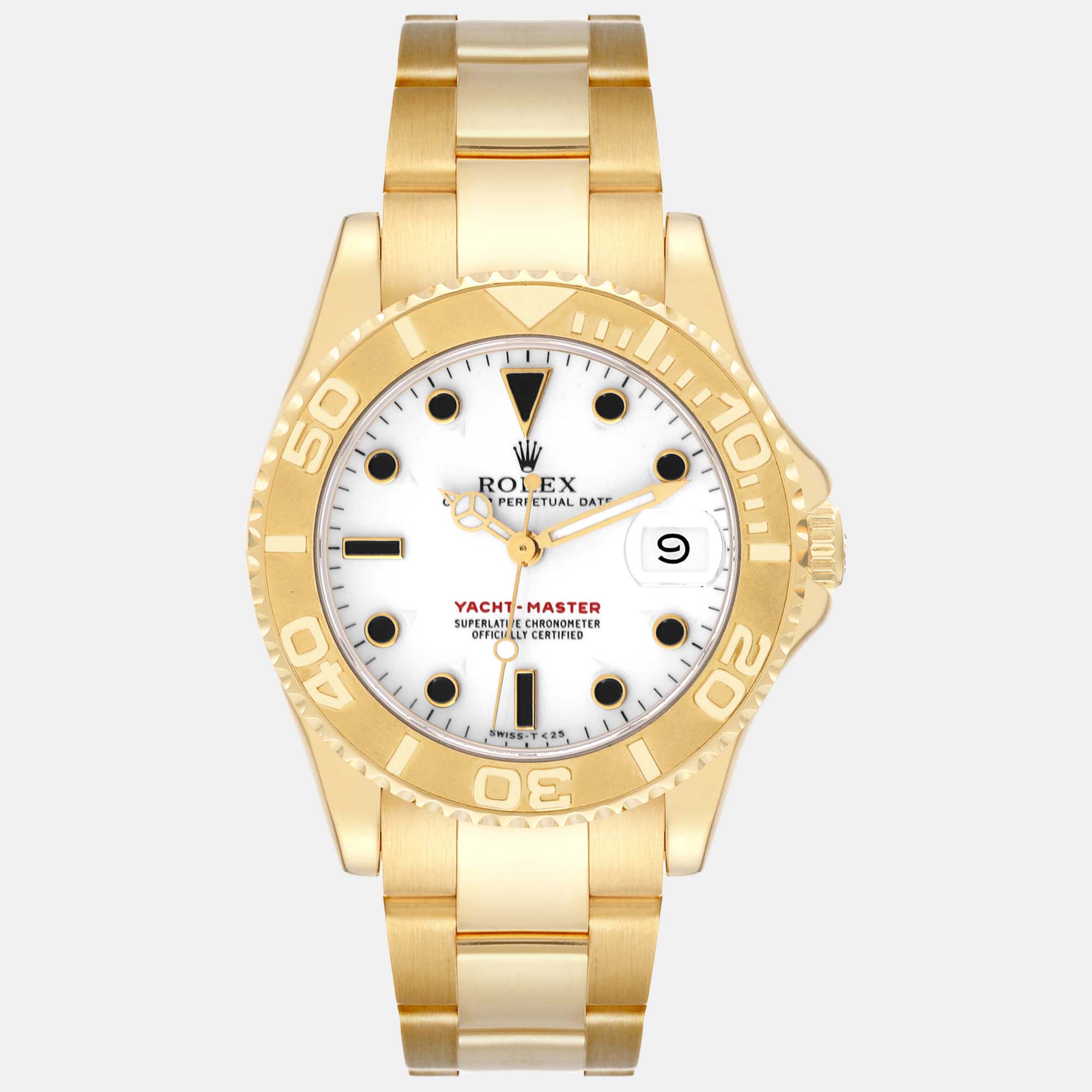 Rolex yachtmaster midsize yellow gold white dial men's watch 35.0 mm