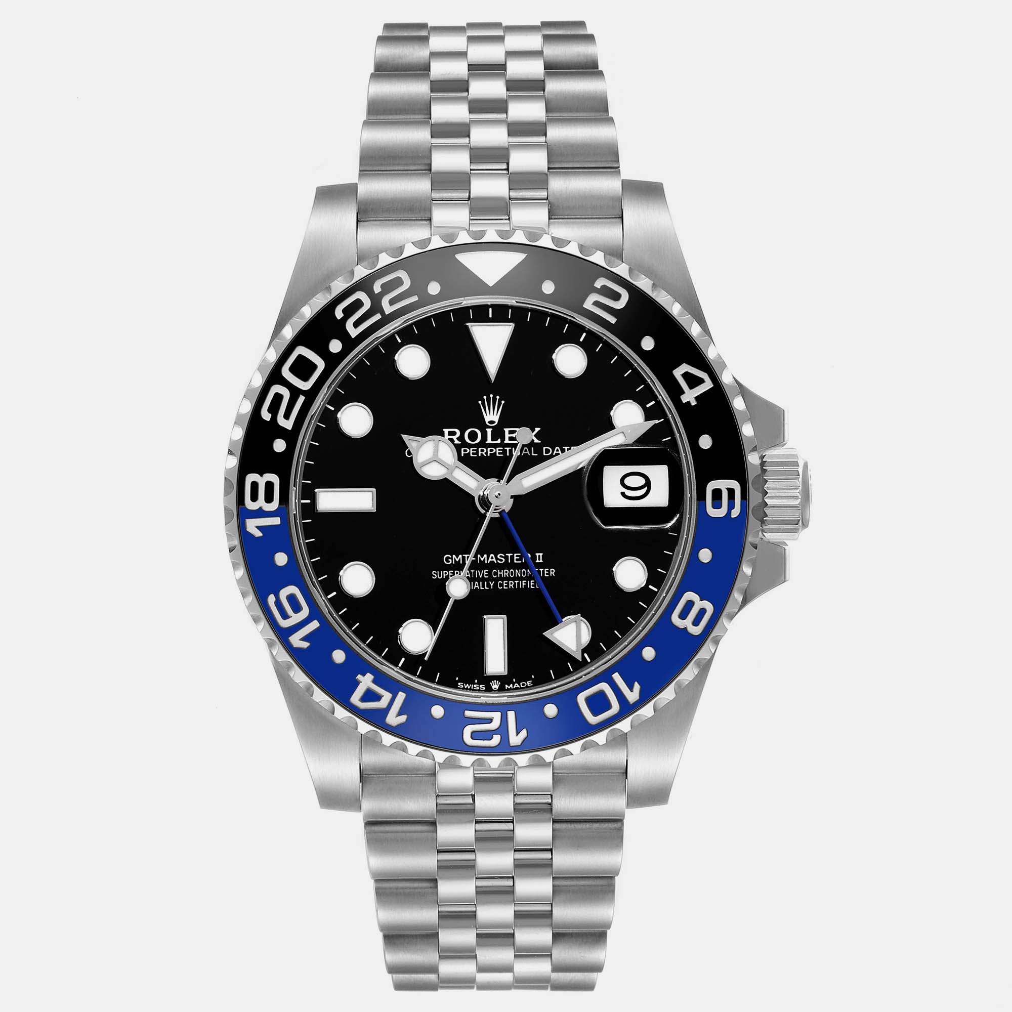 Rolex gmt master ii batgirl black blue bezel steel men's watch 40 mm