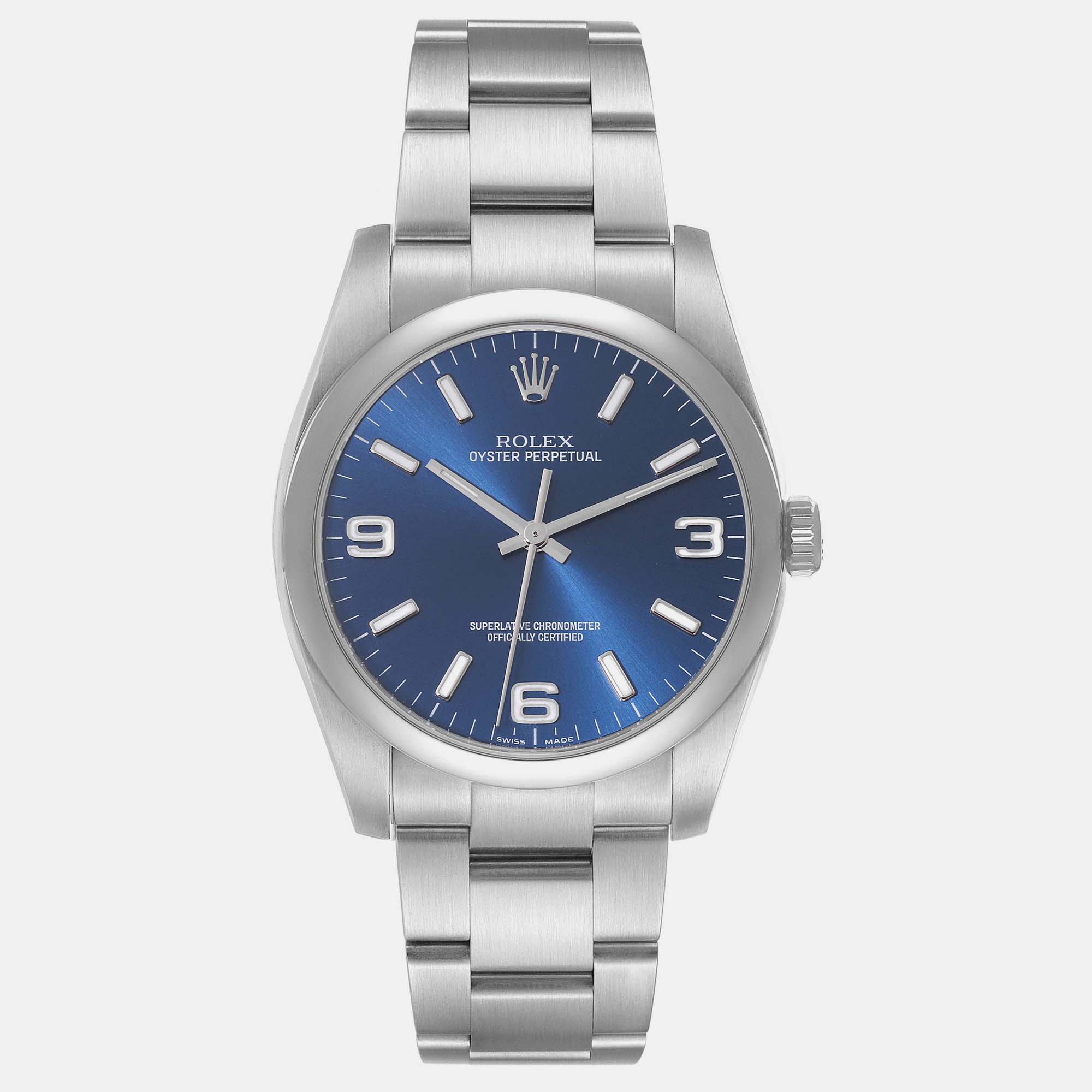 Rolex oyster perpetual blue dial steel men's watch 36.0 mm