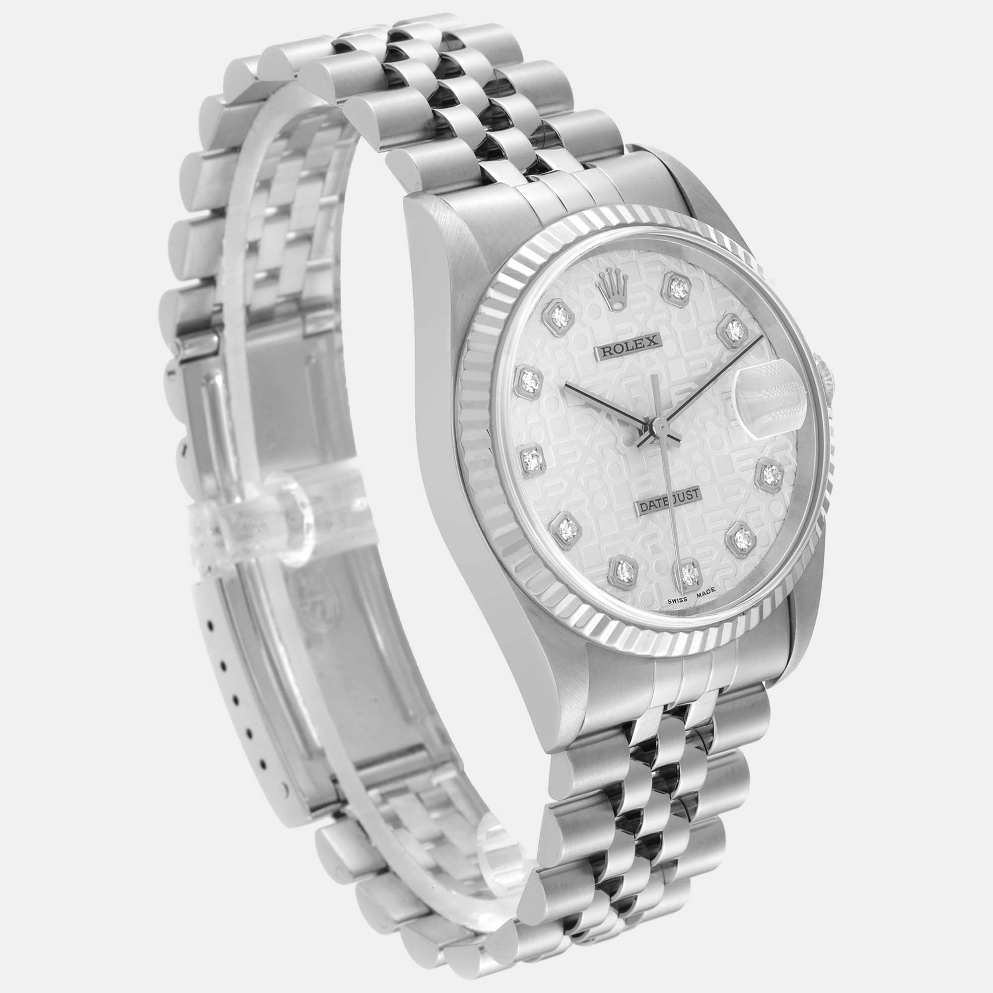 Rolex Datejust Steel White Gold Anniversary Diamond Dial Men's Watch 36.0 Mm