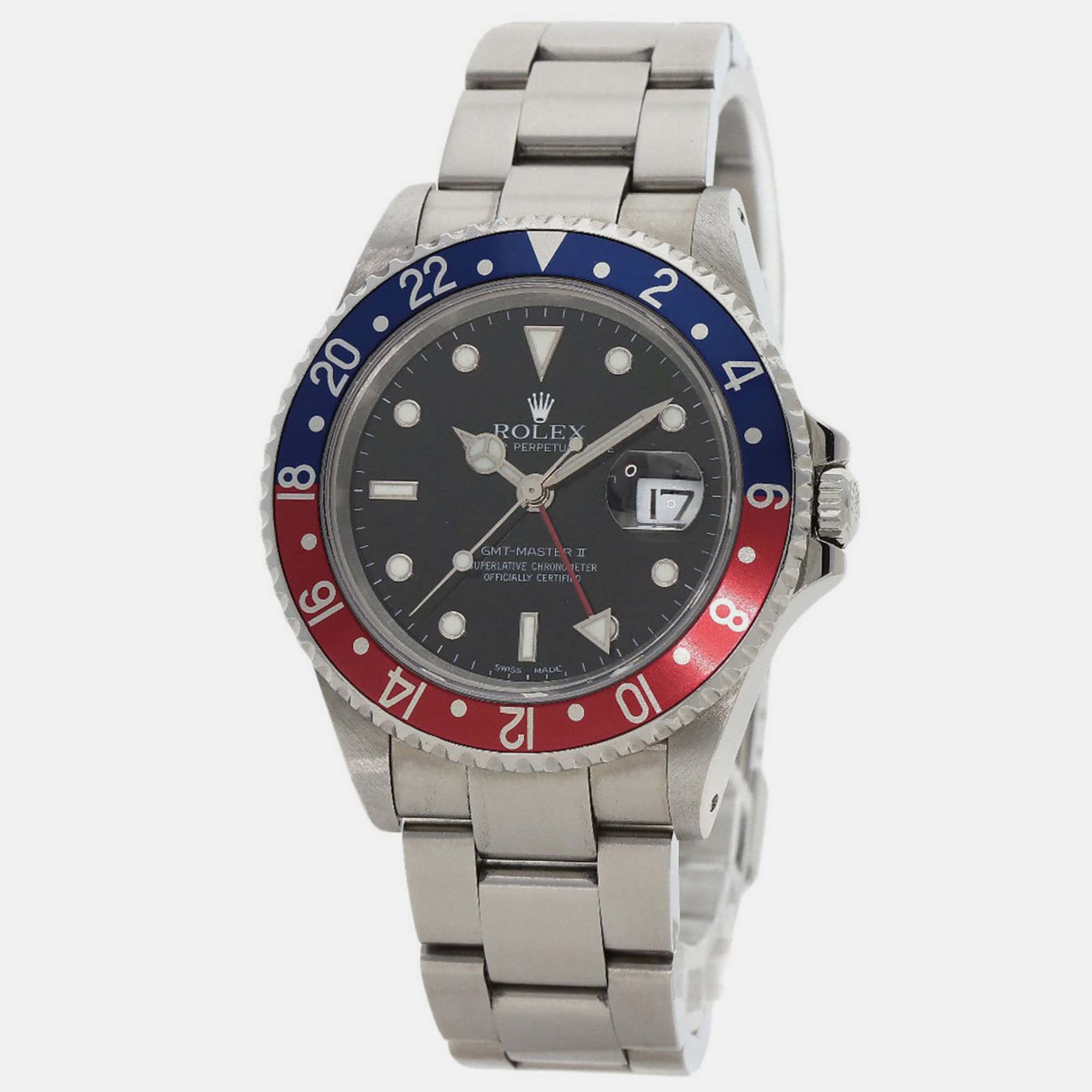 Rolex Black Stainless Steel GMT-Master II Automatic Men's Wristwatch 40 mm
Rolex Black Stainless Steel GMT-Master II Automatic Men's Wristwatch 40 mm