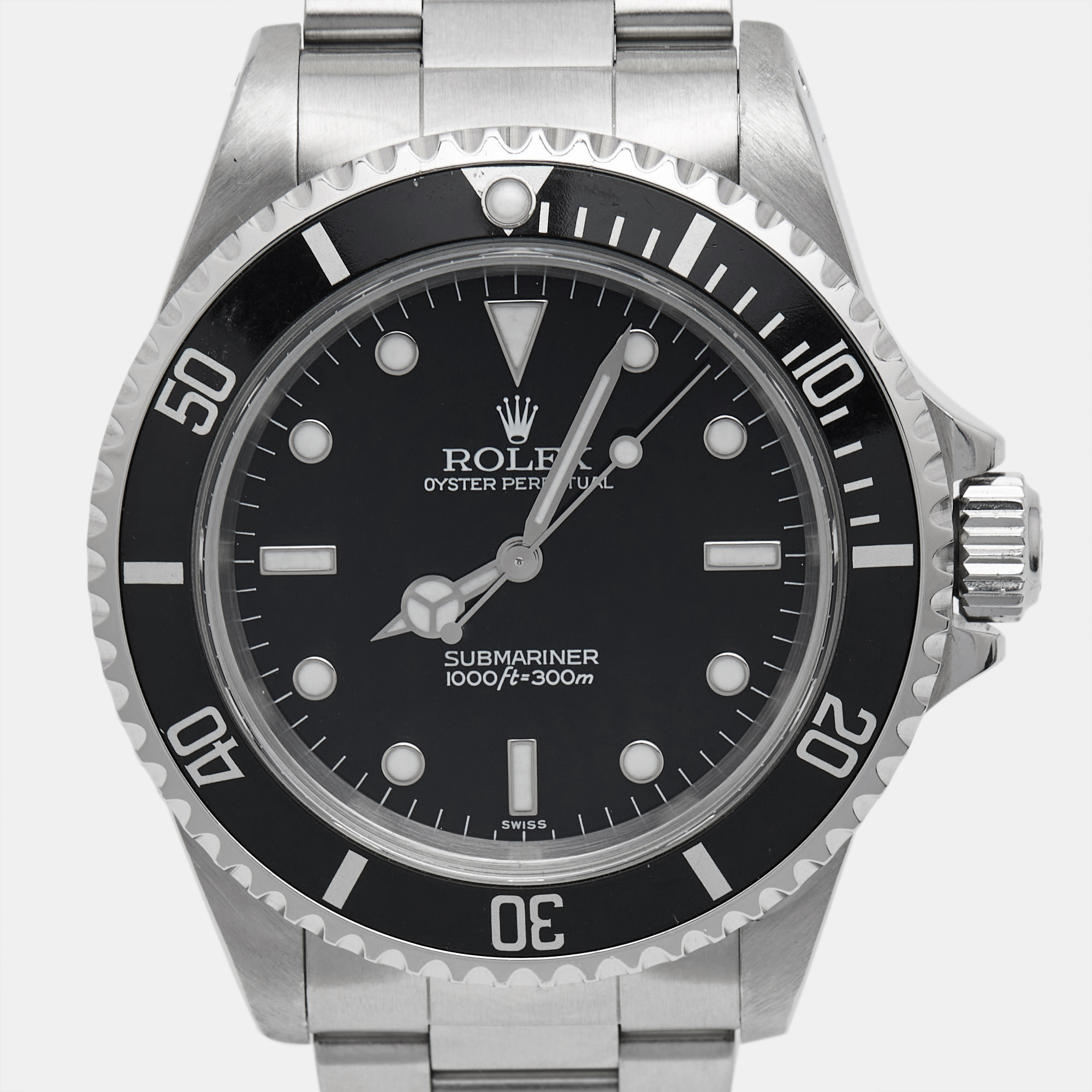 Rolex Black Stainless Steel Submariner 14060 Men's Wristwatch 40 Mm