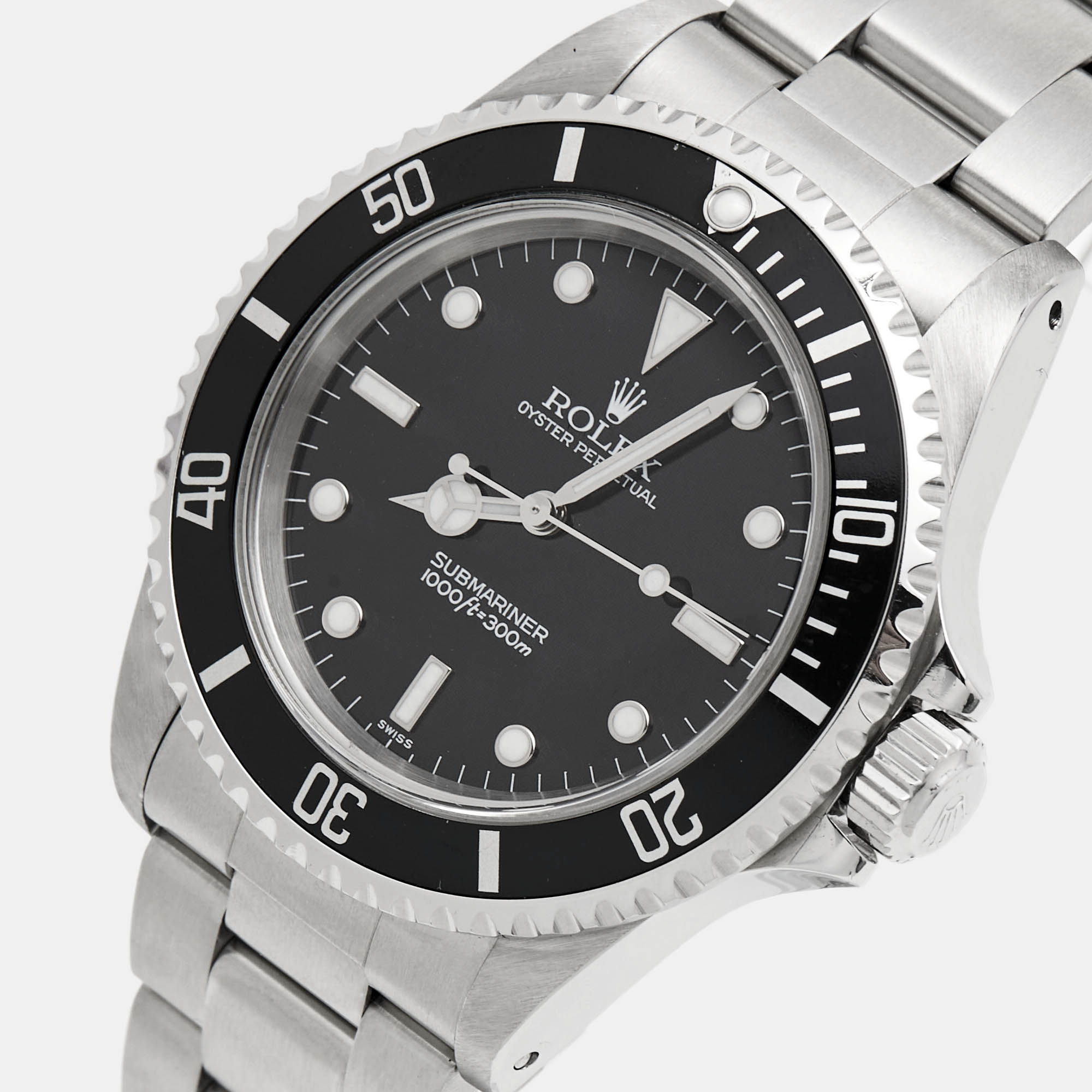 Rolex Black Stainless Steel Submariner 14060 Men's Wristwatch 40 Mm