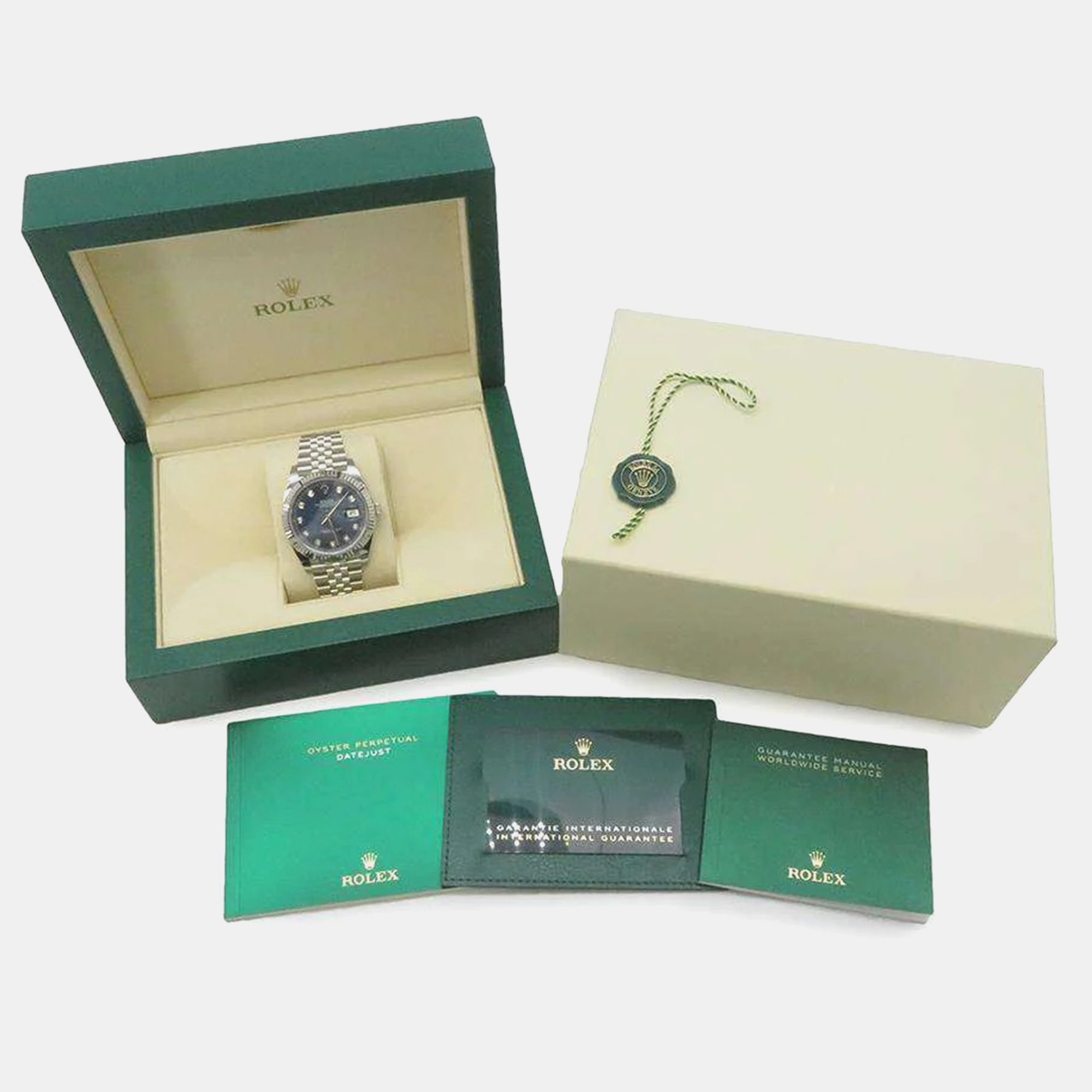 Rolex Blue Diamond 18k White Gold Stainless Steel Datejust 126334 Automatic Men's Wristwatch 41 Mm