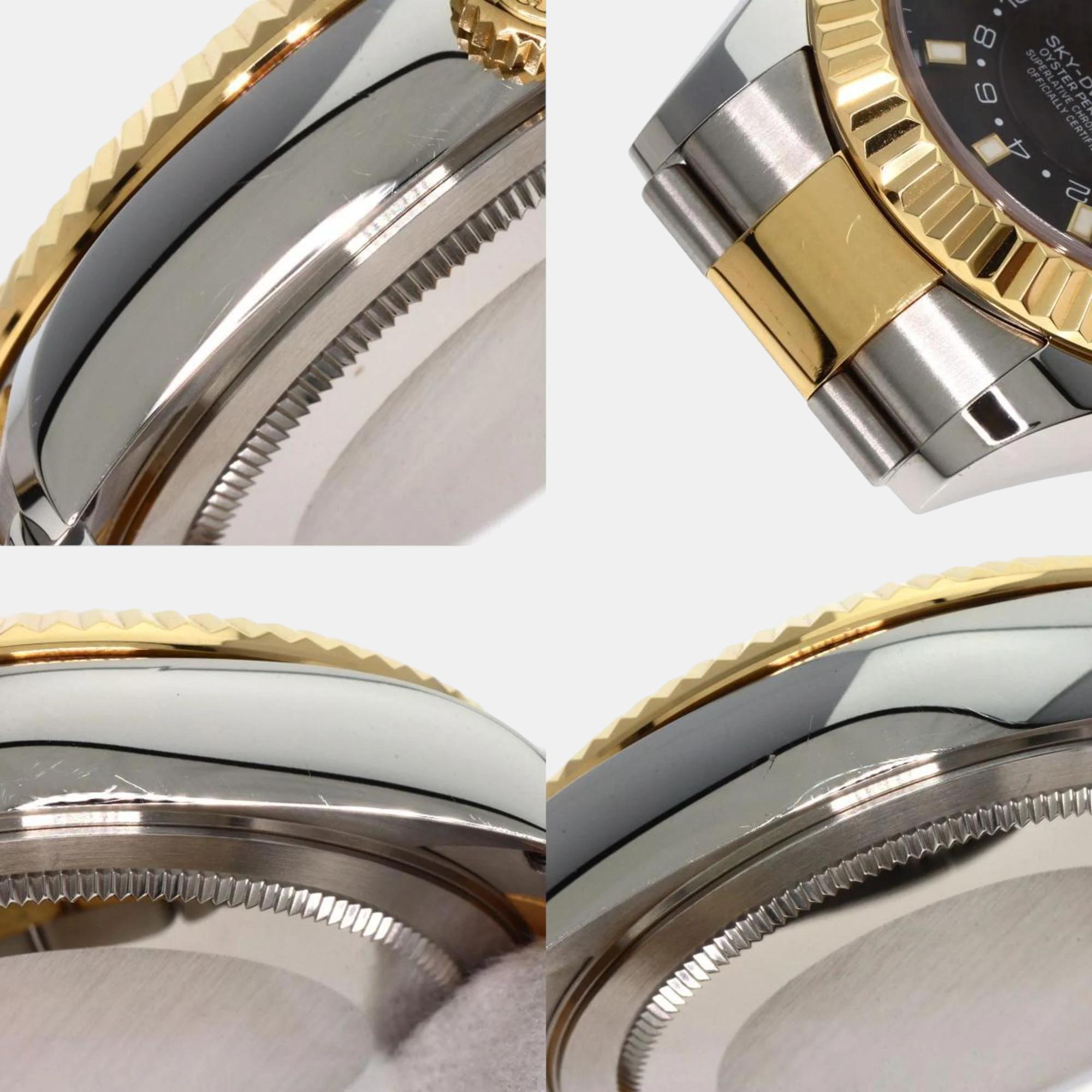 Rolex Black 18k Yellow Gold Stainless Steel Sky-Dweller 326933 Automatic Men's Wristwatch 42 Mm