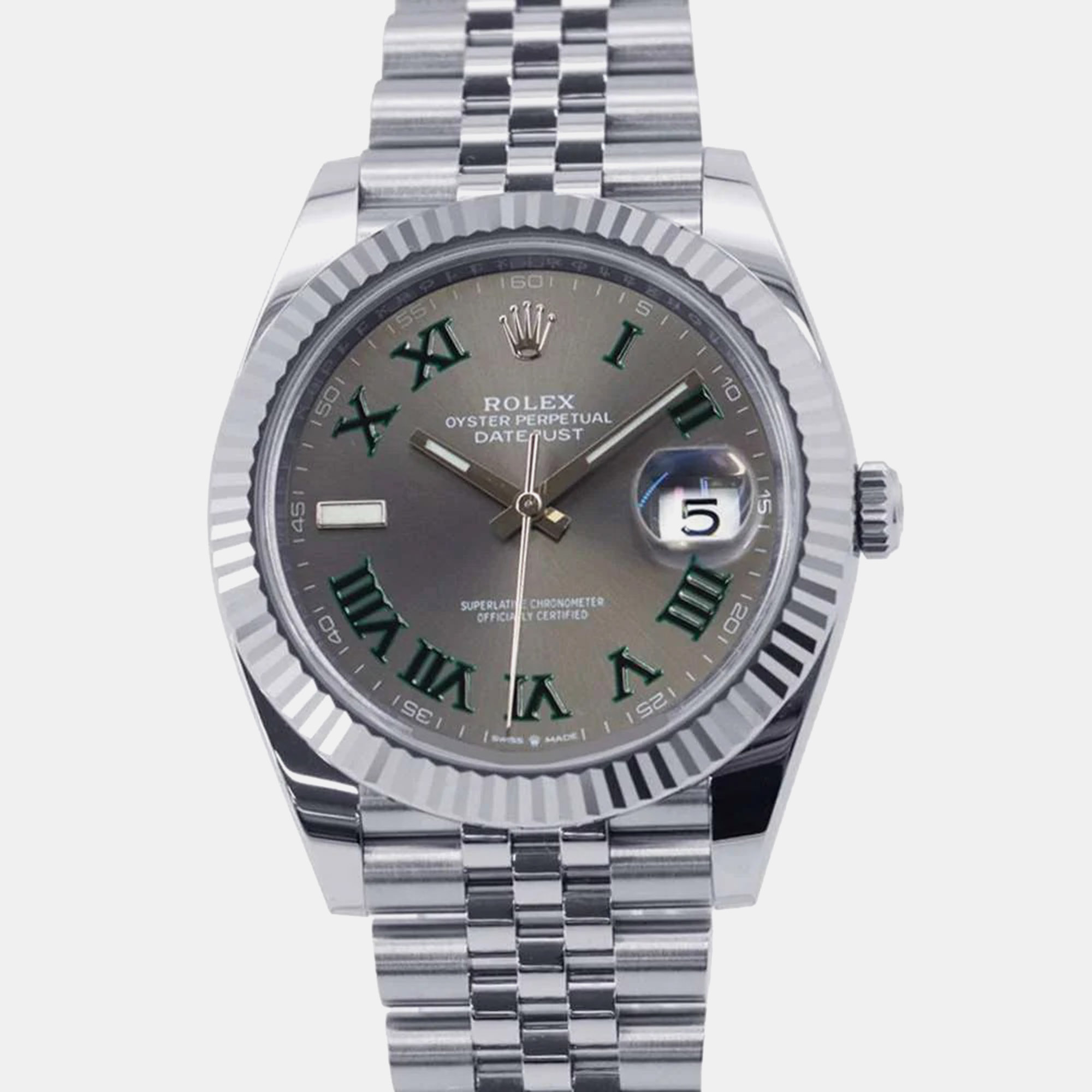 Rolex Grey 18k White Gold Stainless Steel Datejust Automatic Men's Wristwatch 41 mm
Rolex Grey 18k White Gold Stainless Steel Datejust Automatic Men's Wristwatch 41 mm