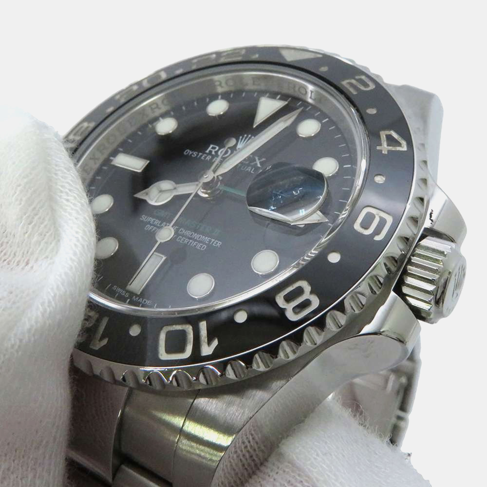 Rolex Black Stainless Steel GMT-Master II Automatic Men's Wristwatch 40 Mm