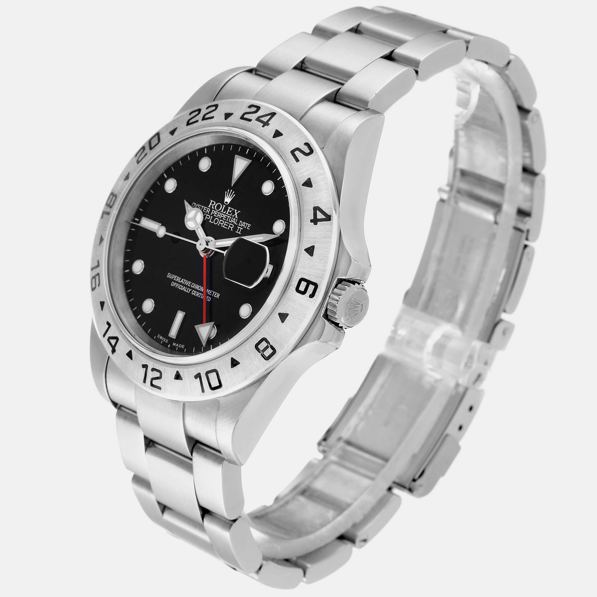 Rolex Explorer II Black Dial Steel Mens Watch 16570