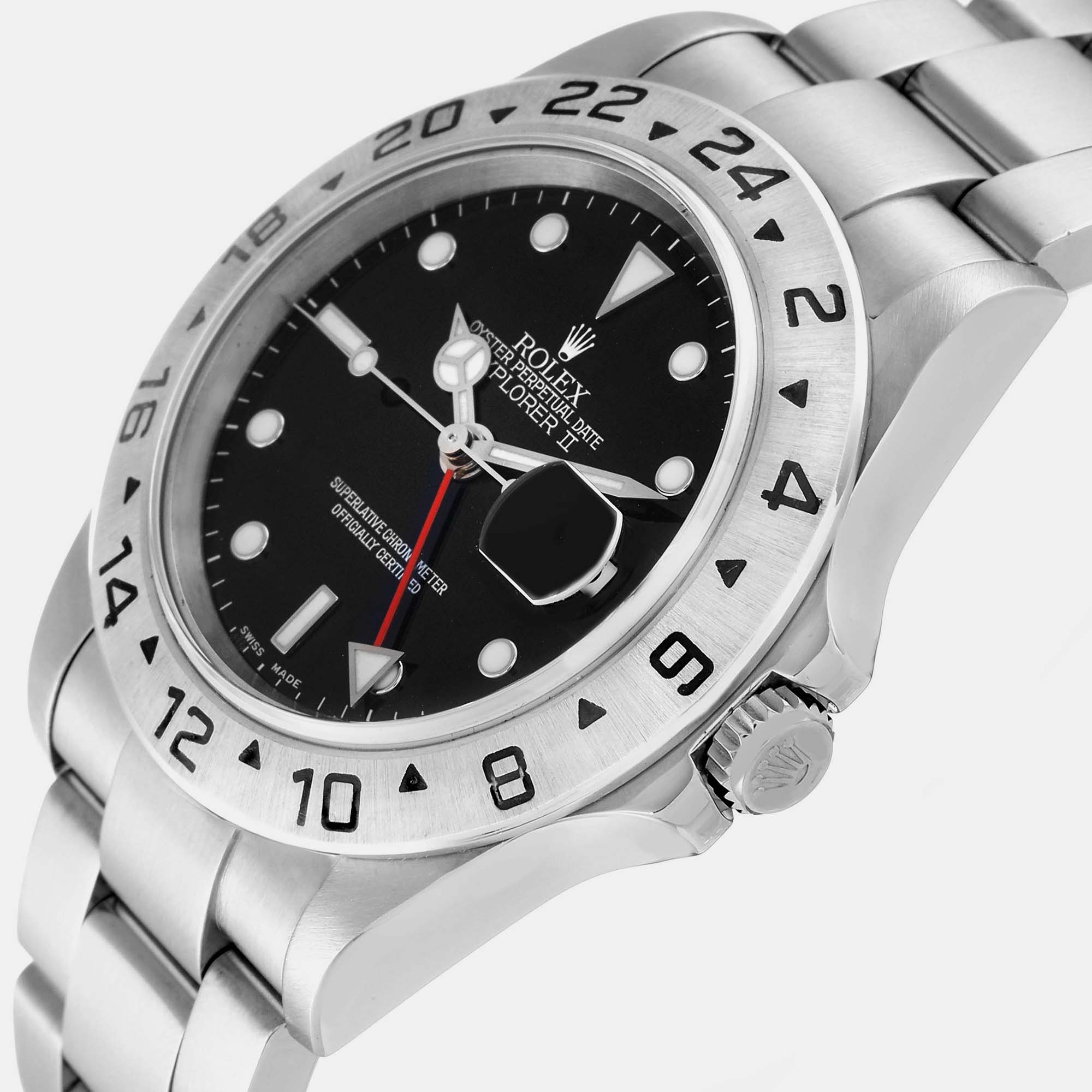 Rolex Explorer II Black Dial Steel Mens Watch 16570