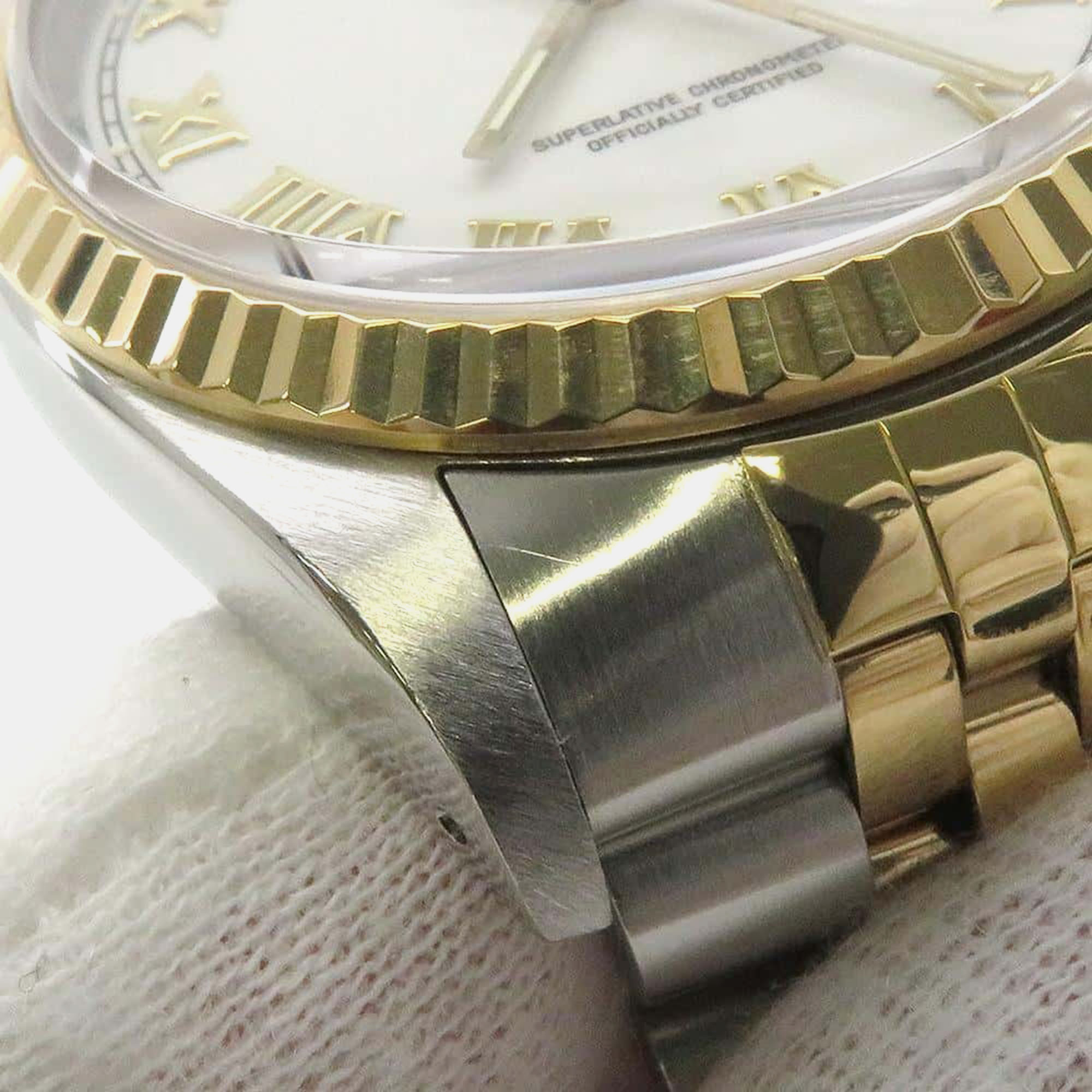 Rolex White 18k Yellow Gold Stainless Steel Datejust 16233 Automatic Men's Wristwatch 36 Mm