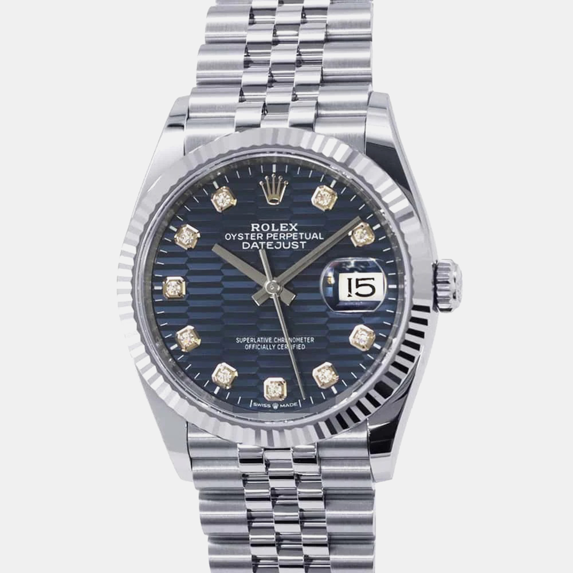 Rolex Blue Stainless Steel Datejust 126234 Automatic Men's Wristwatch 36 Mm