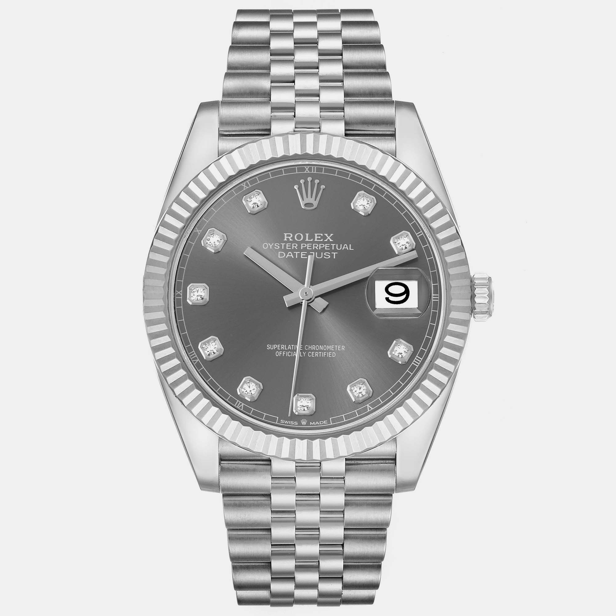 Rolex Datejust Steel White Gold Gray Diamond Dial Men's Watch 126334 41 mm, Grey
Rolex Datejust Steel White Gold Gray Diamond Dial Men's Watch 126334 41 mm, Grey