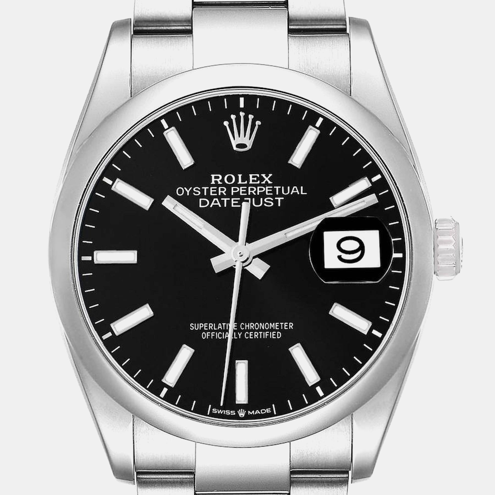 Rolex Datejust Black Dial Steel Men's Watch 126200 36 Mm