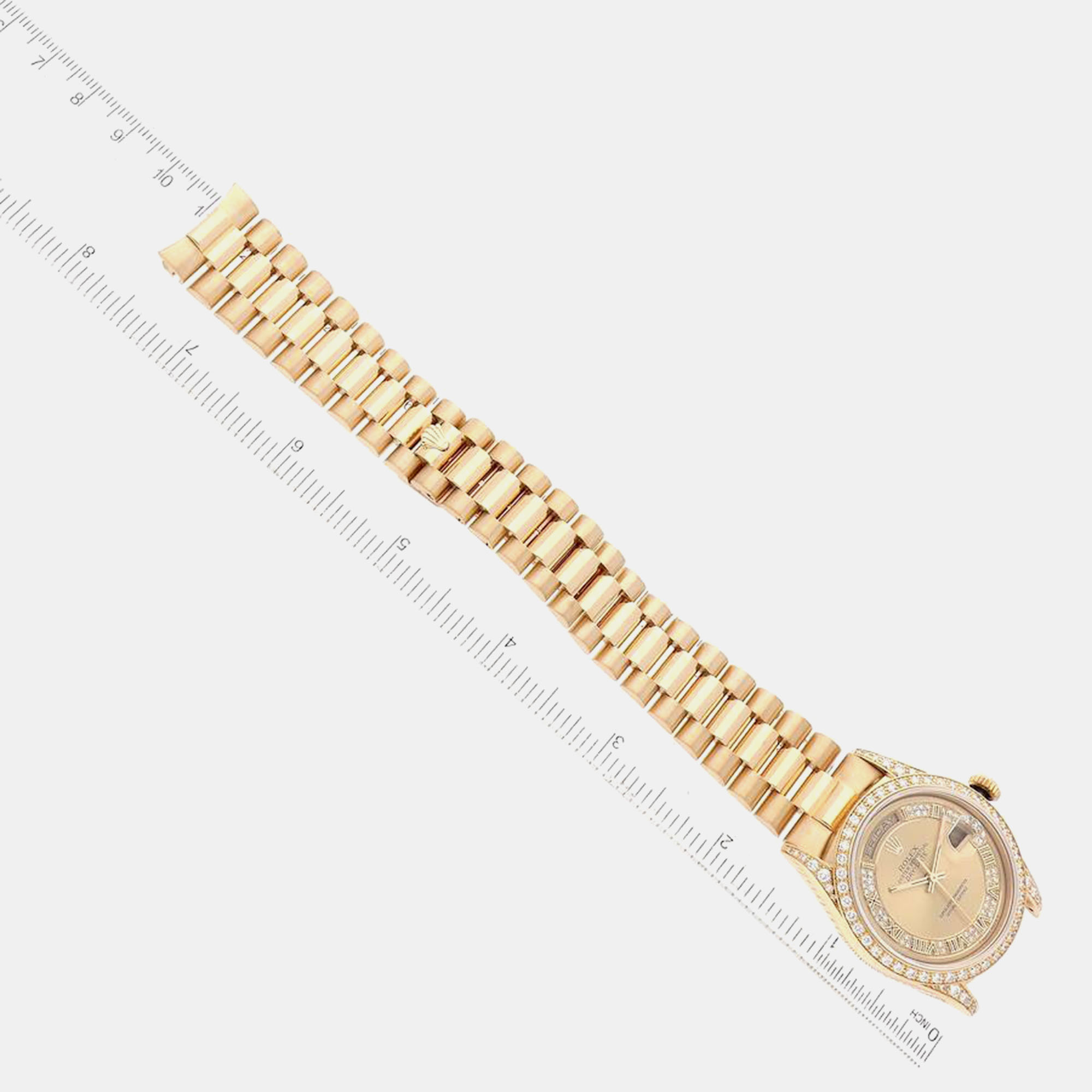 Rolex President Day-Date Yellow Gold Myriad Diamond Men's Watch 18388 36 Mm