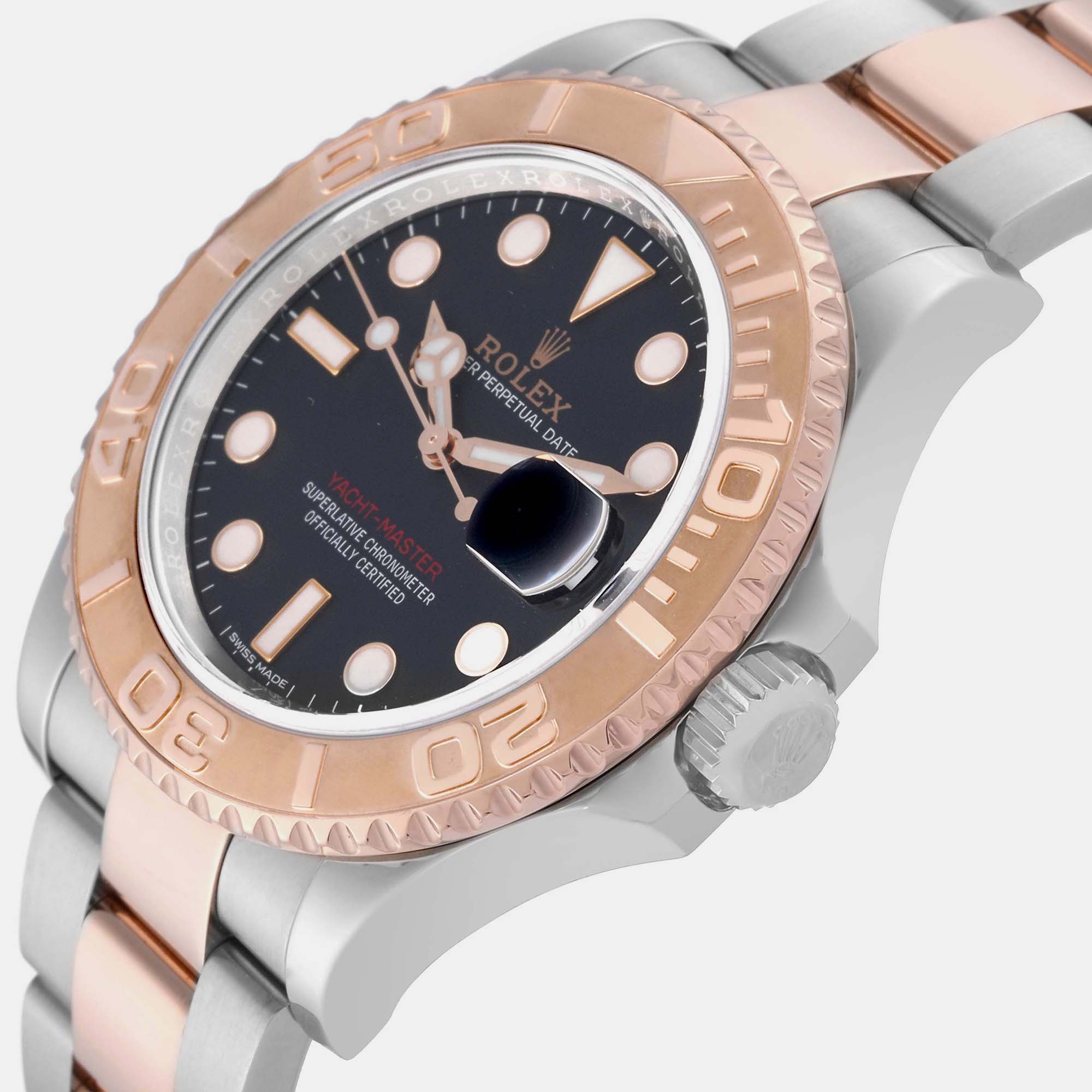 Rolex Yachtmaster Rose Gold Steel Black Dial Men's Watch 116621 40 Mm