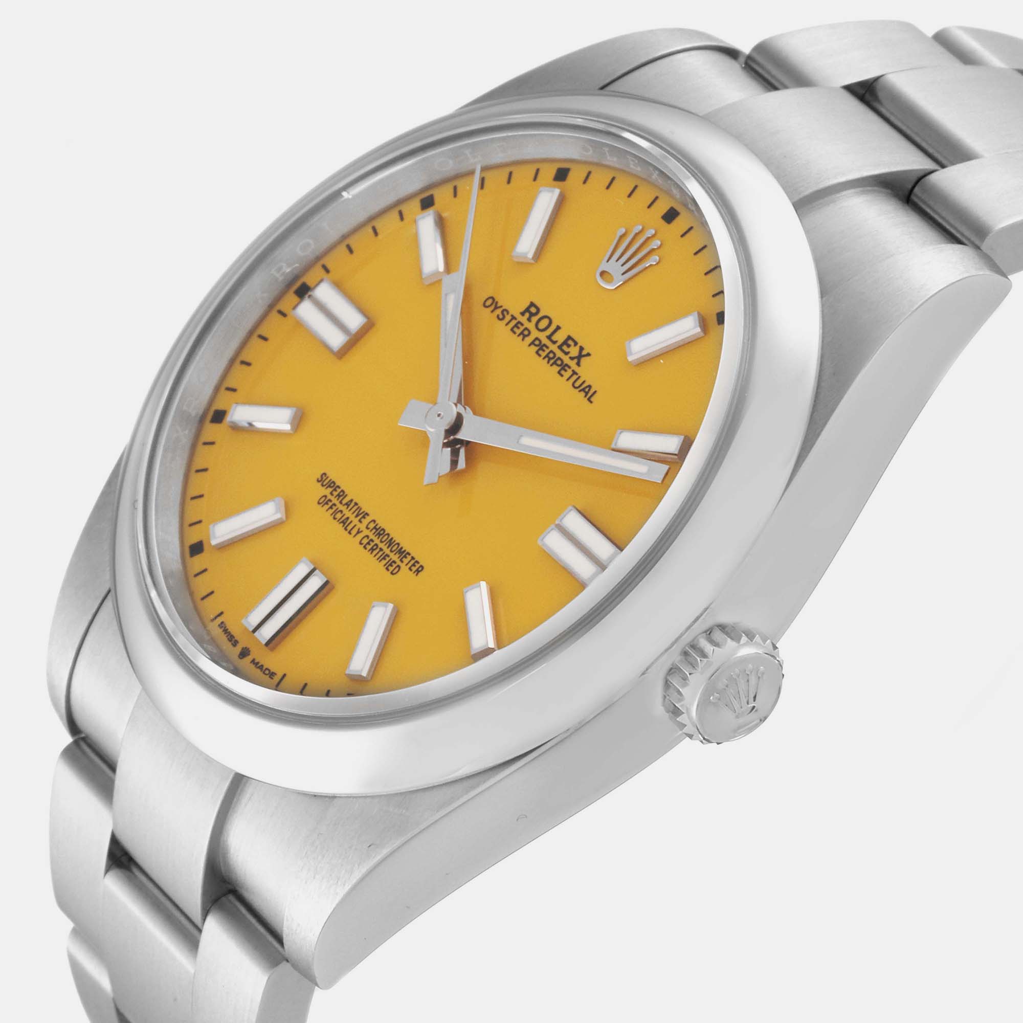 Rolex Oyster Perpetual 41 Yellow Dial Steel Mens Watch 124300