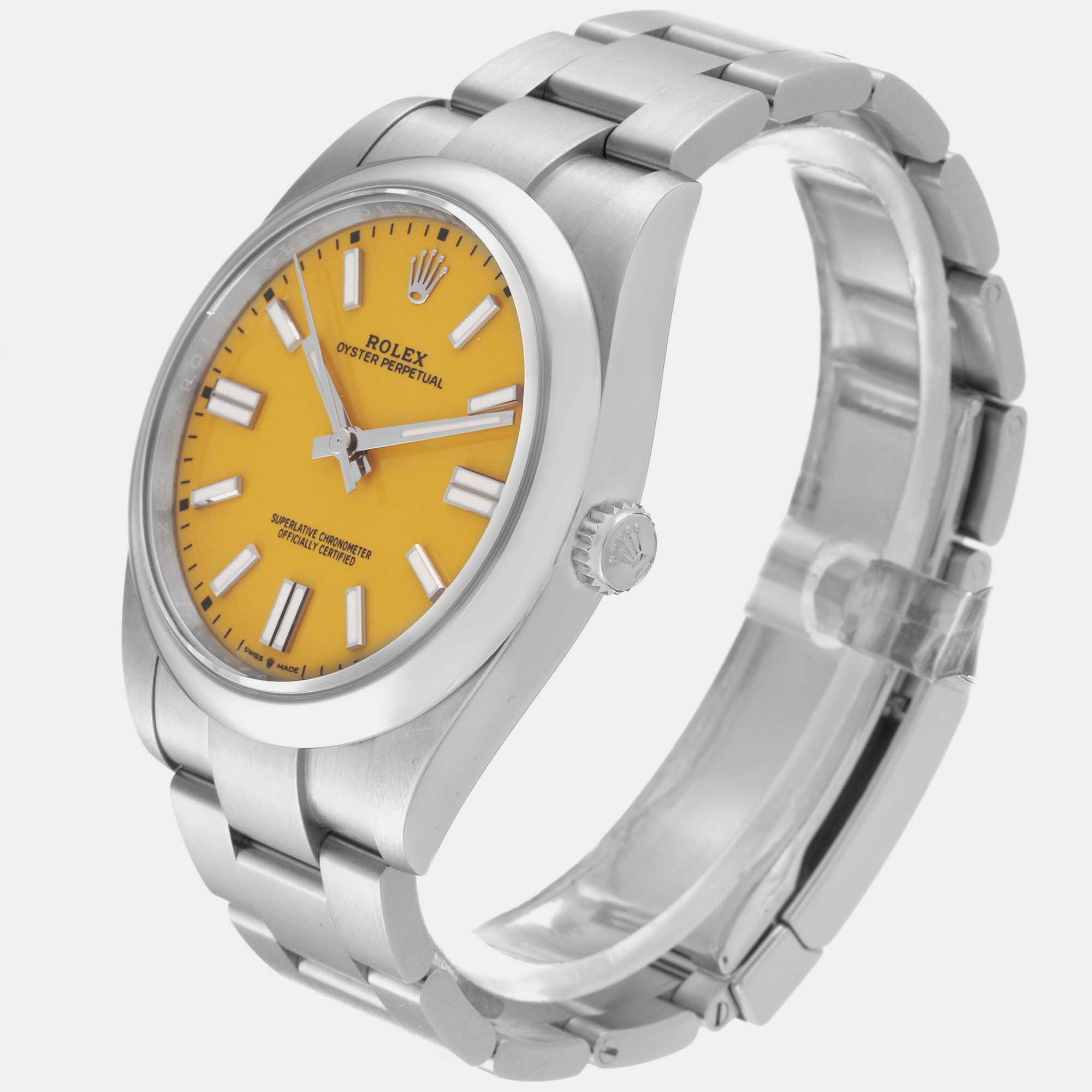 Rolex Oyster Perpetual 41 Yellow Dial Steel Mens Watch 124300