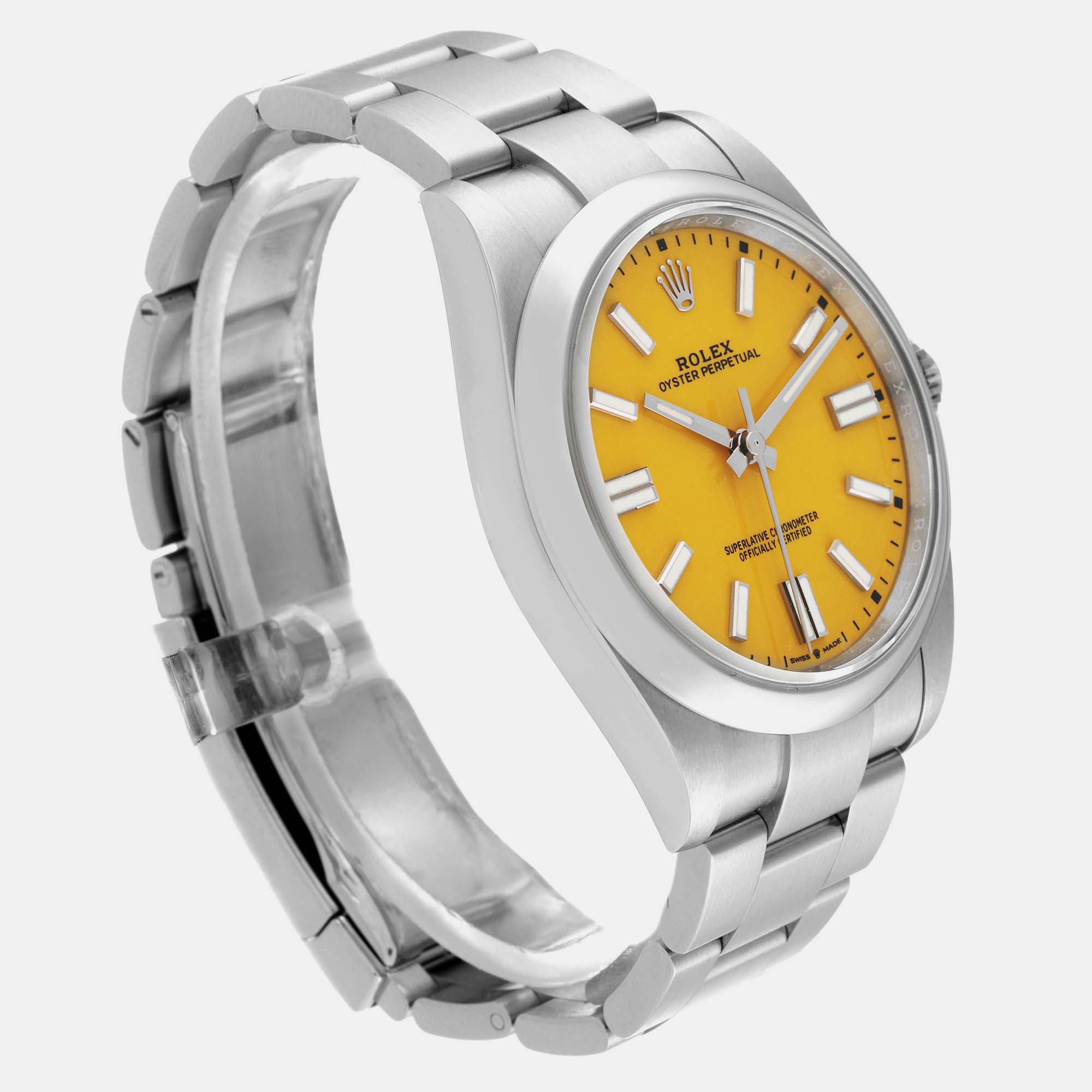 Rolex Oyster Perpetual 41 Yellow Dial Steel Mens Watch 124300