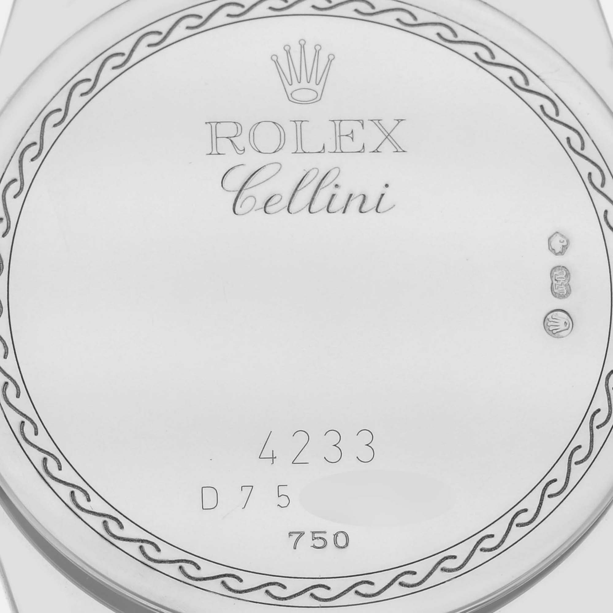 Rolex Cellini Danaos White Gold Black Strap Mens Watch 4233