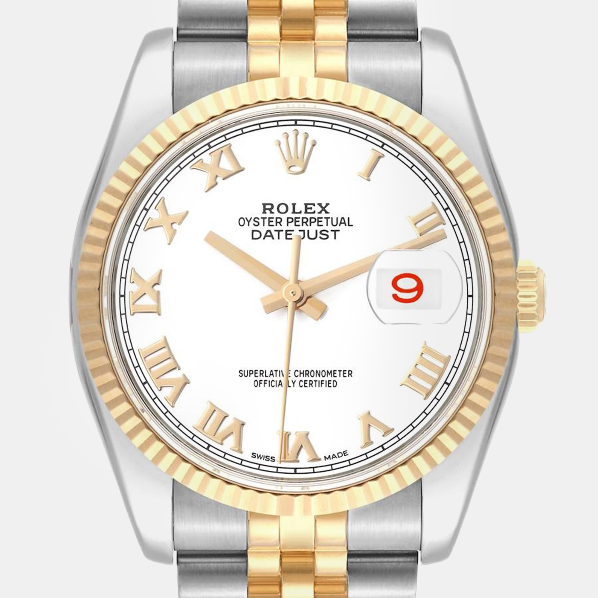 Rolex Datejust Steel Yellow Gold White Dial Men's Watch 36.0 Mm