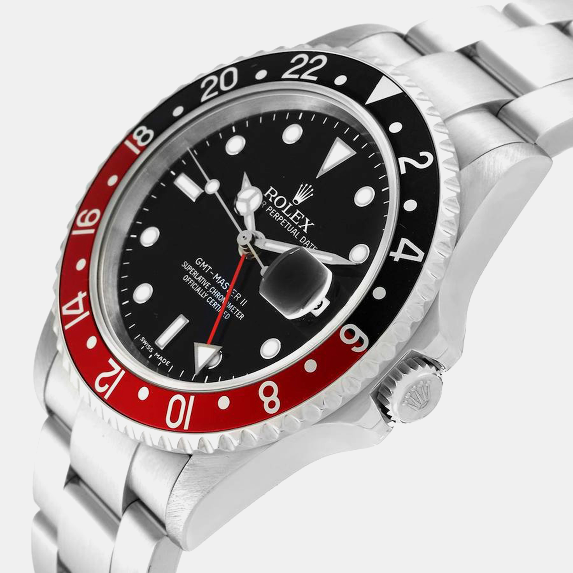 Rolex GMT Master II Black Red Coke Bezel Error Dial Steel Men's Watch 40.0 Mm