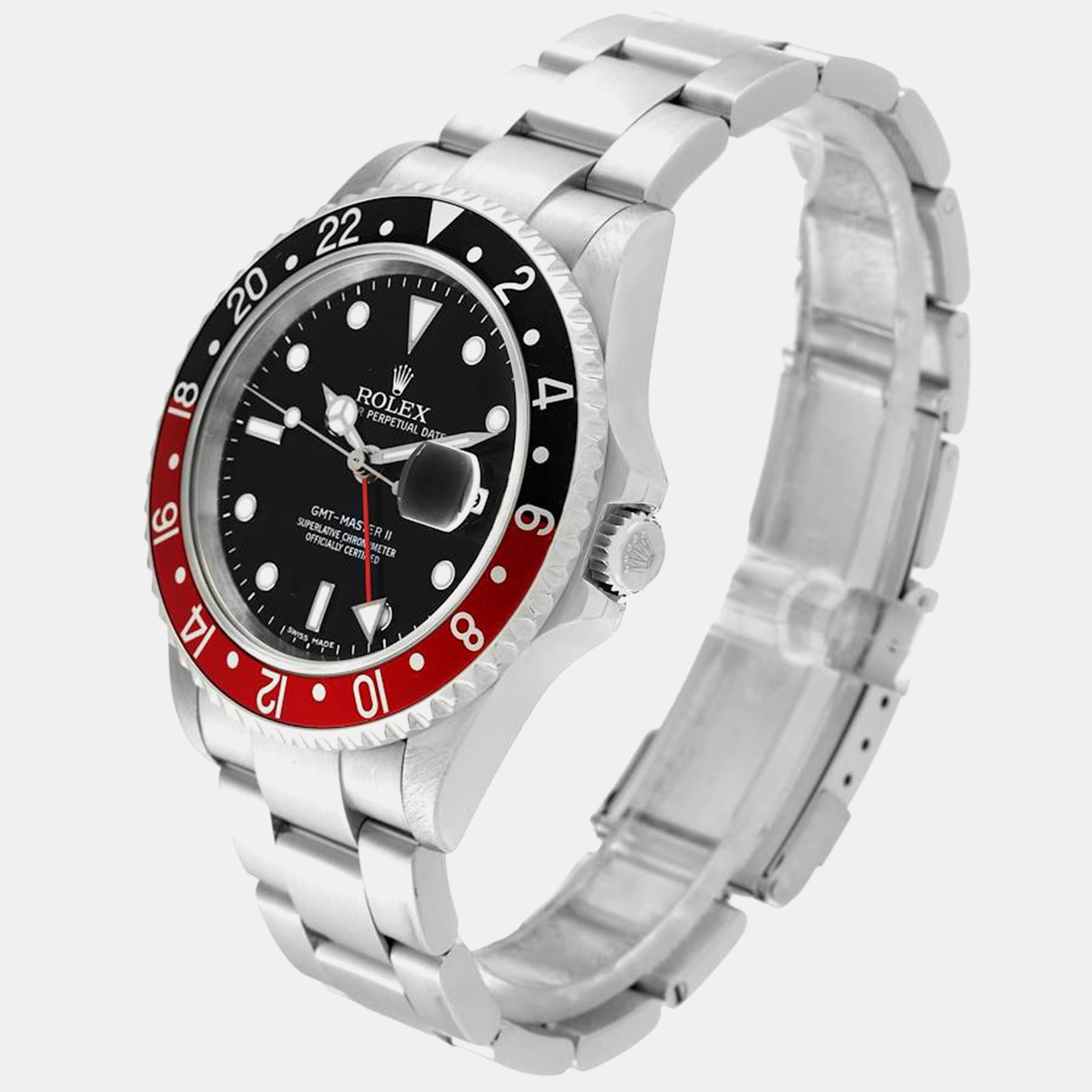 Rolex GMT Master II Black Red Coke Bezel Error Dial Steel Men's Watch 40.0 Mm