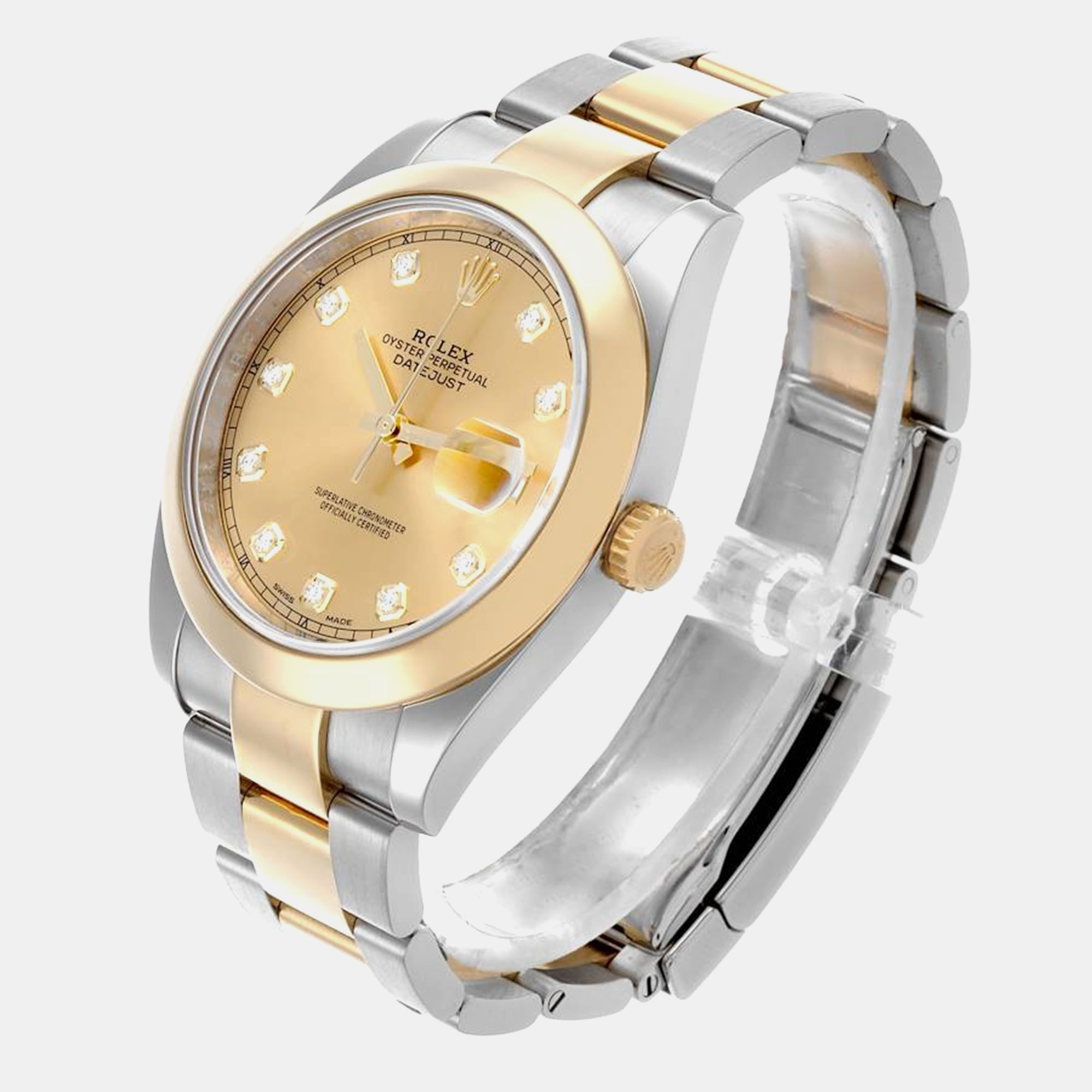 Rolex Datejust Steel Yellow Gold Diamond Dial Men's Watch 41.0 Mm