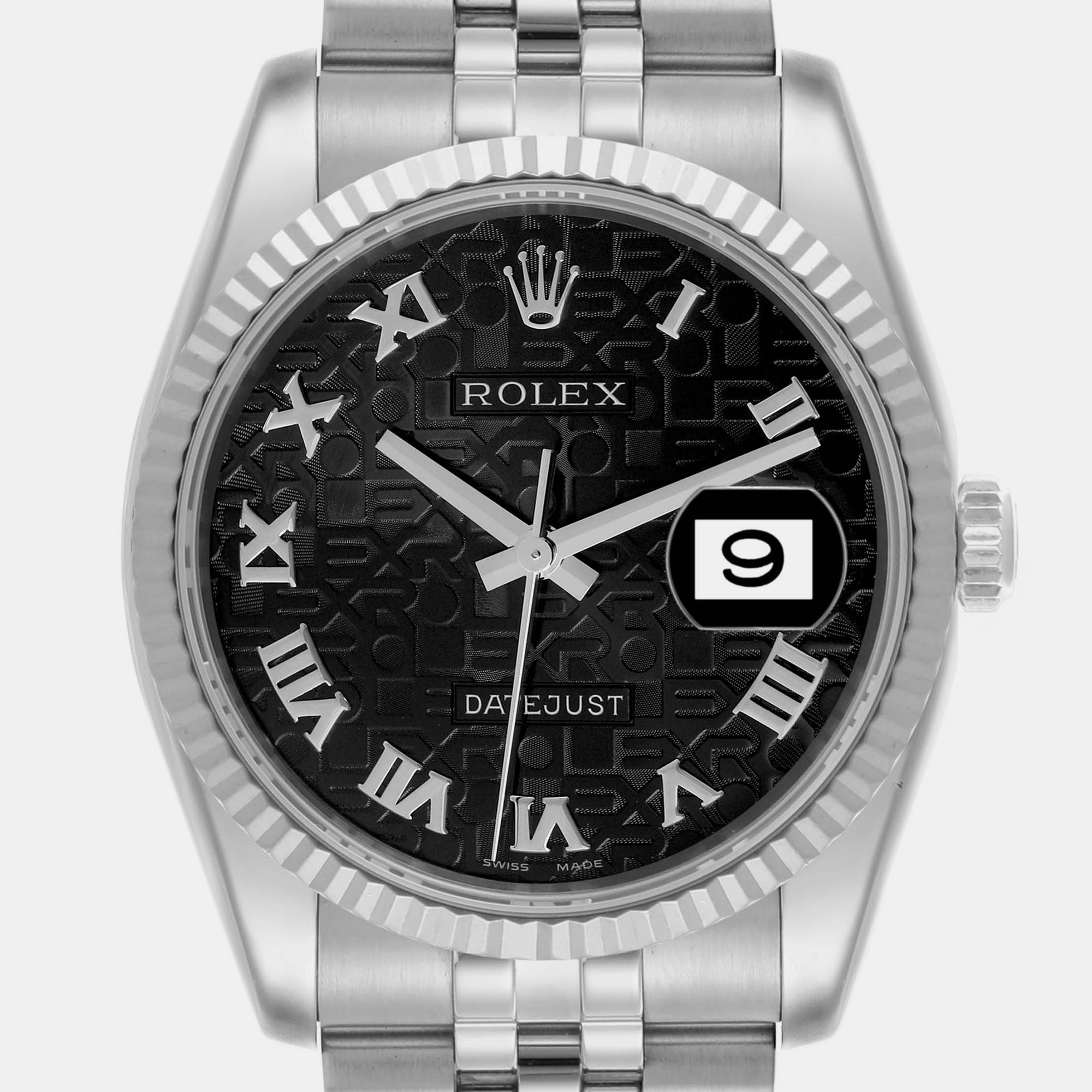 Rolex Datejust Steel White Gold Black Dial Men's Watch 36.0 Mm