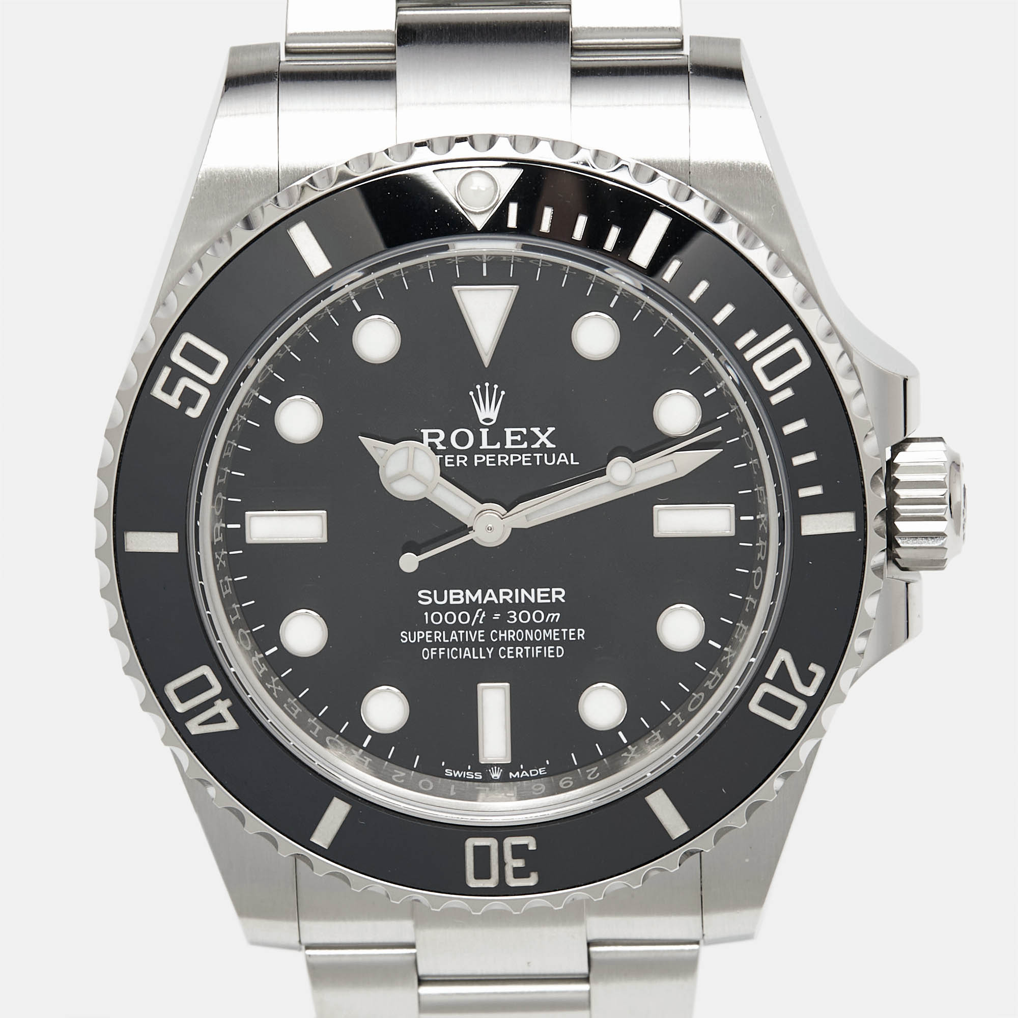 Rolex Black Cerachrom Oystersteel Submariner M124060-0001 Men's Wristwatch 41 Mm