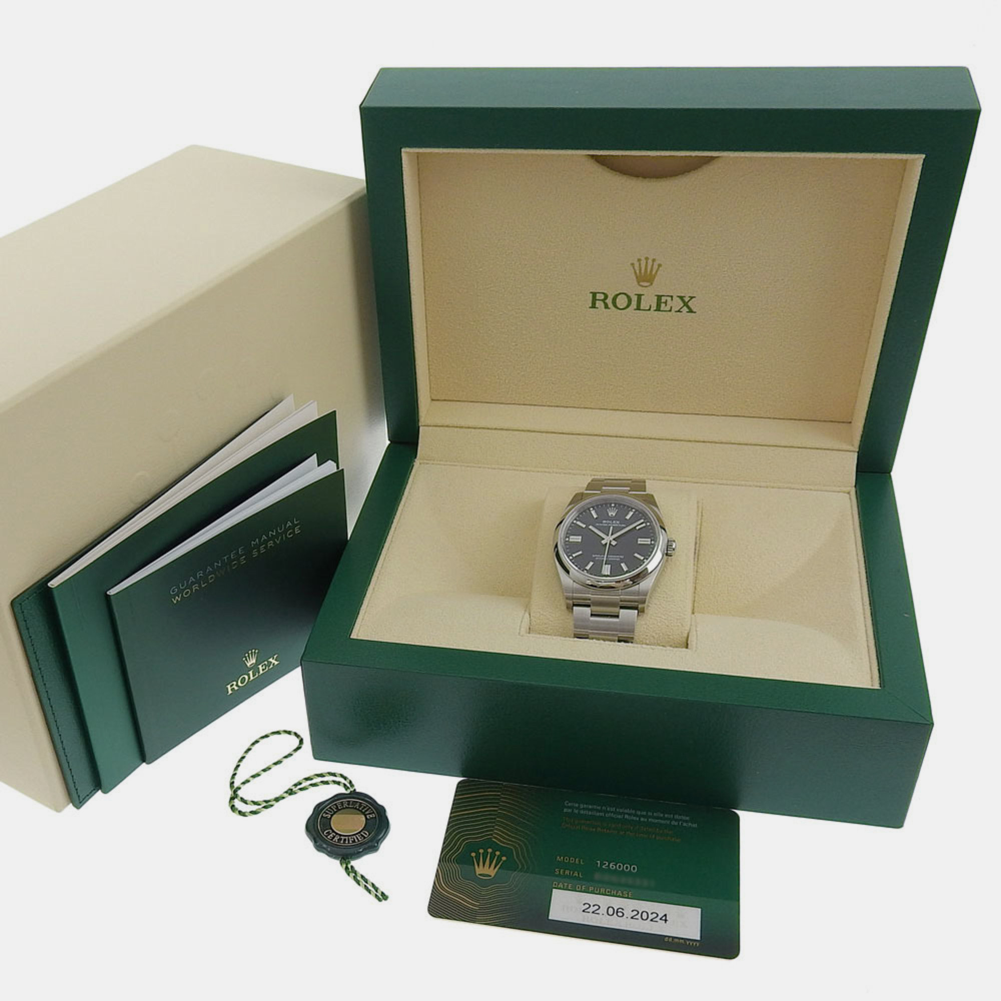 Rolex Black Stainless Steel Oyster Perpetual Automatic Men's Wristwatch 36 Mm