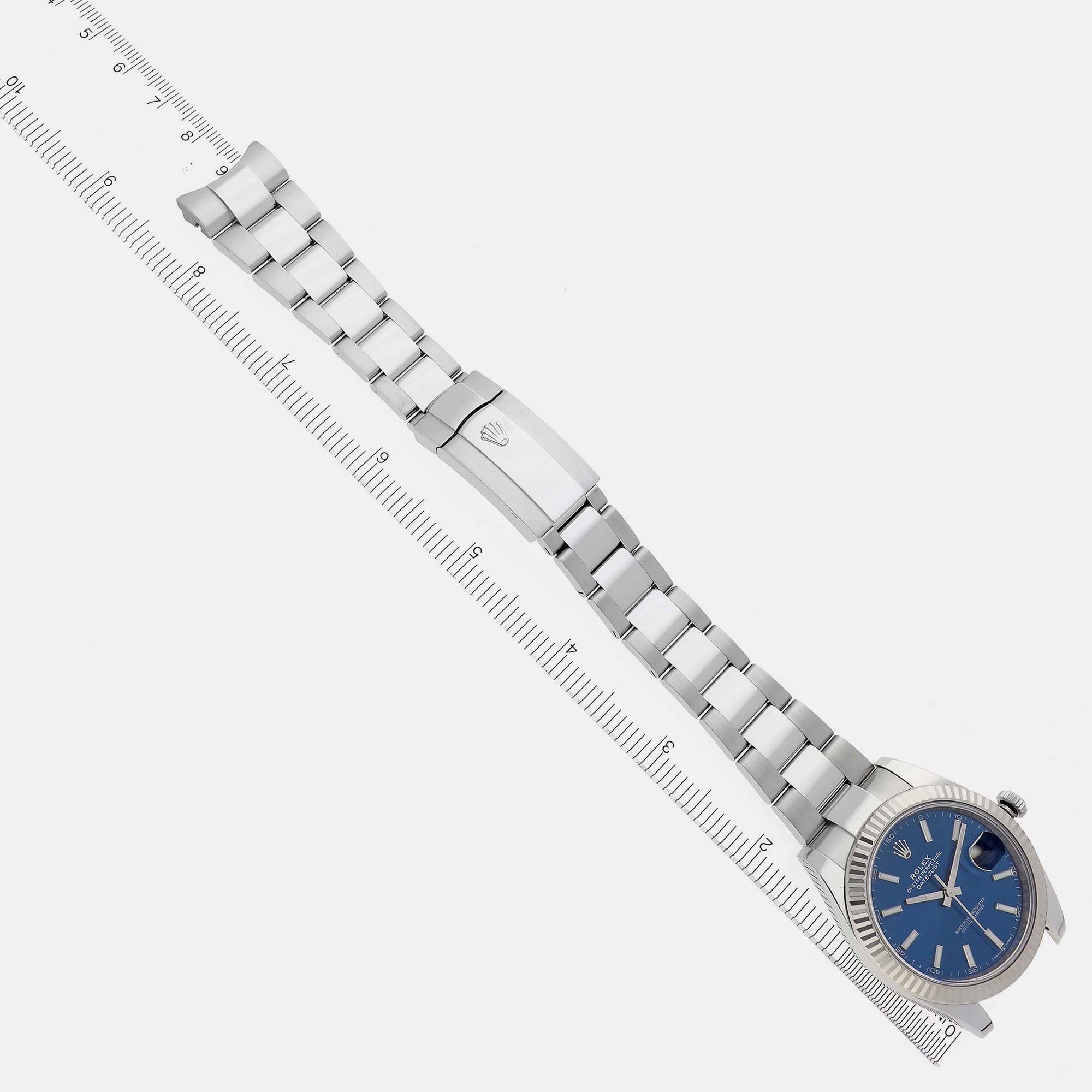 Rolex Datejust Steel White Gold Blue Dial Men's Watch 41 Mm