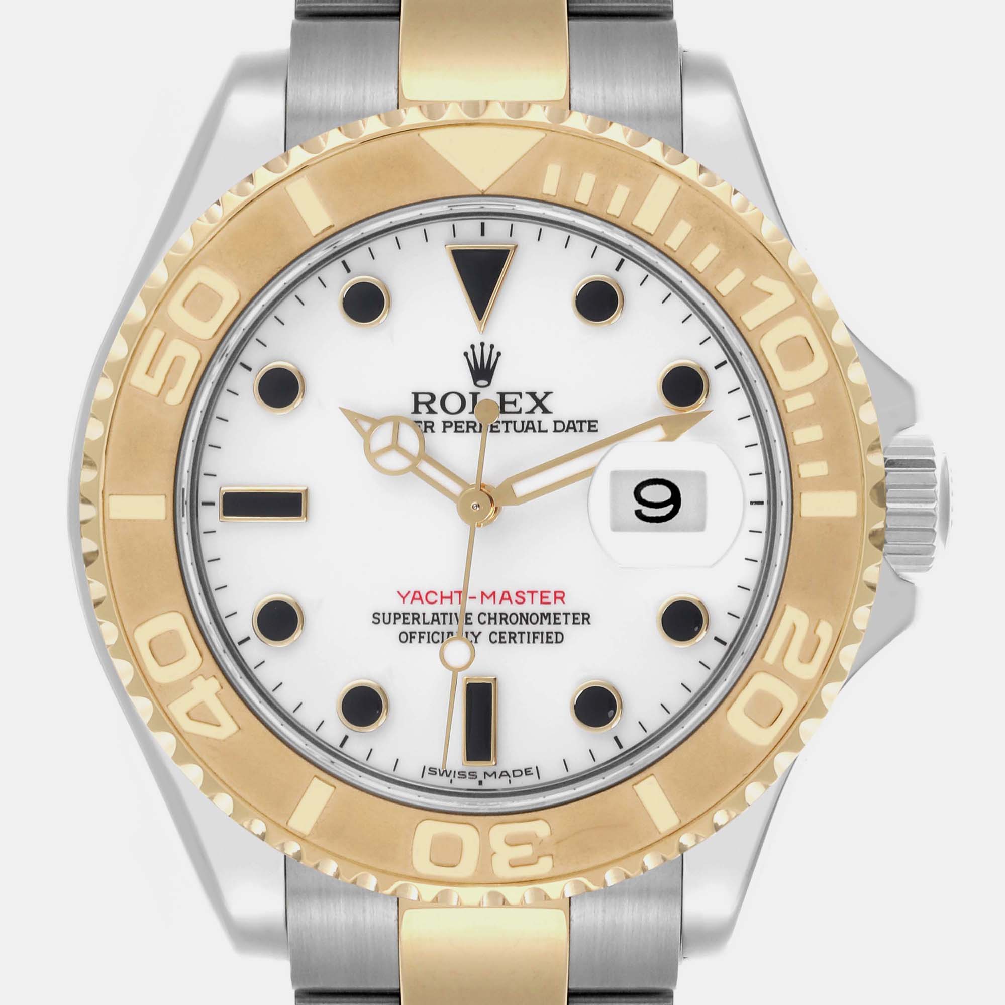 Rolex Yachtmaster Steel Yellow Gold White Dial Men's Watch 16623 40 Mm