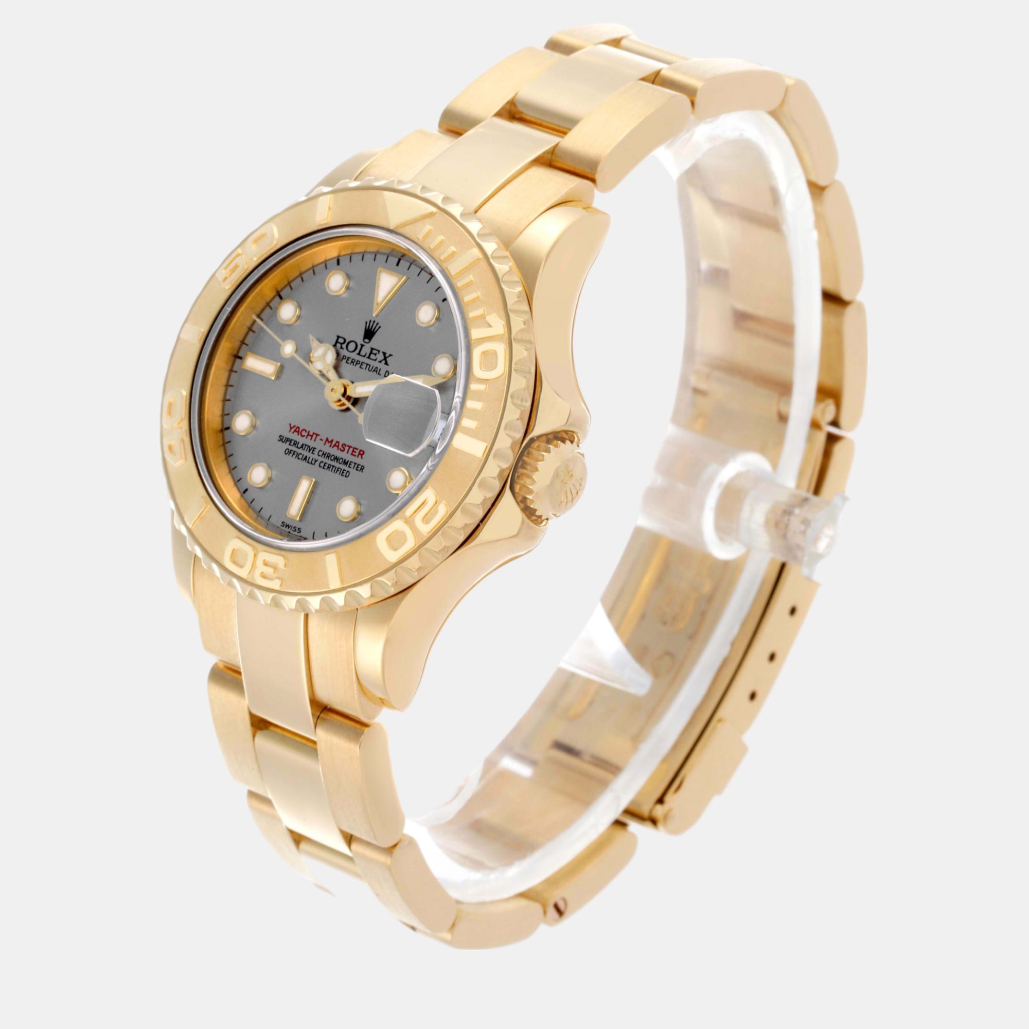 Rolex Yachtmaster Yellow Gold Silver Dial Ladies Watch 29.0 Mm