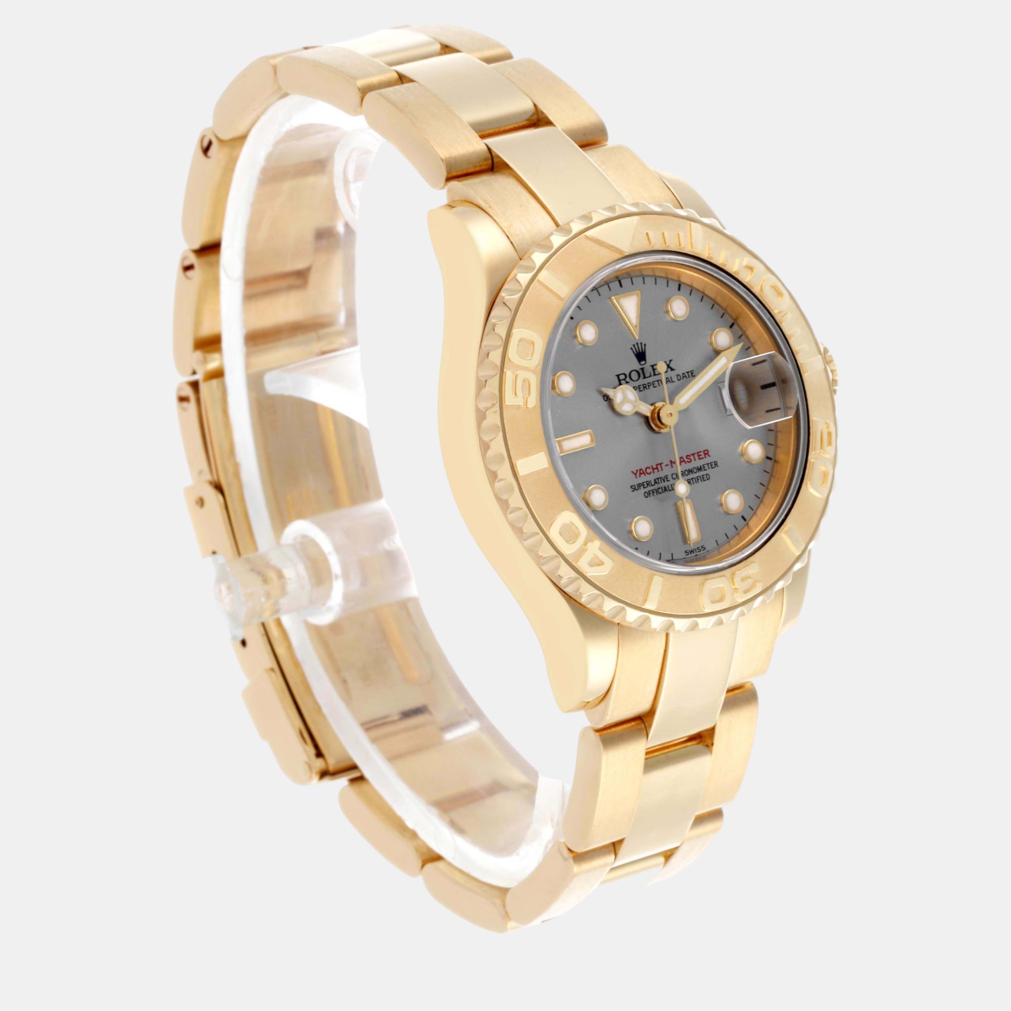 Rolex Yachtmaster Yellow Gold Silver Dial Ladies Watch 29.0 Mm