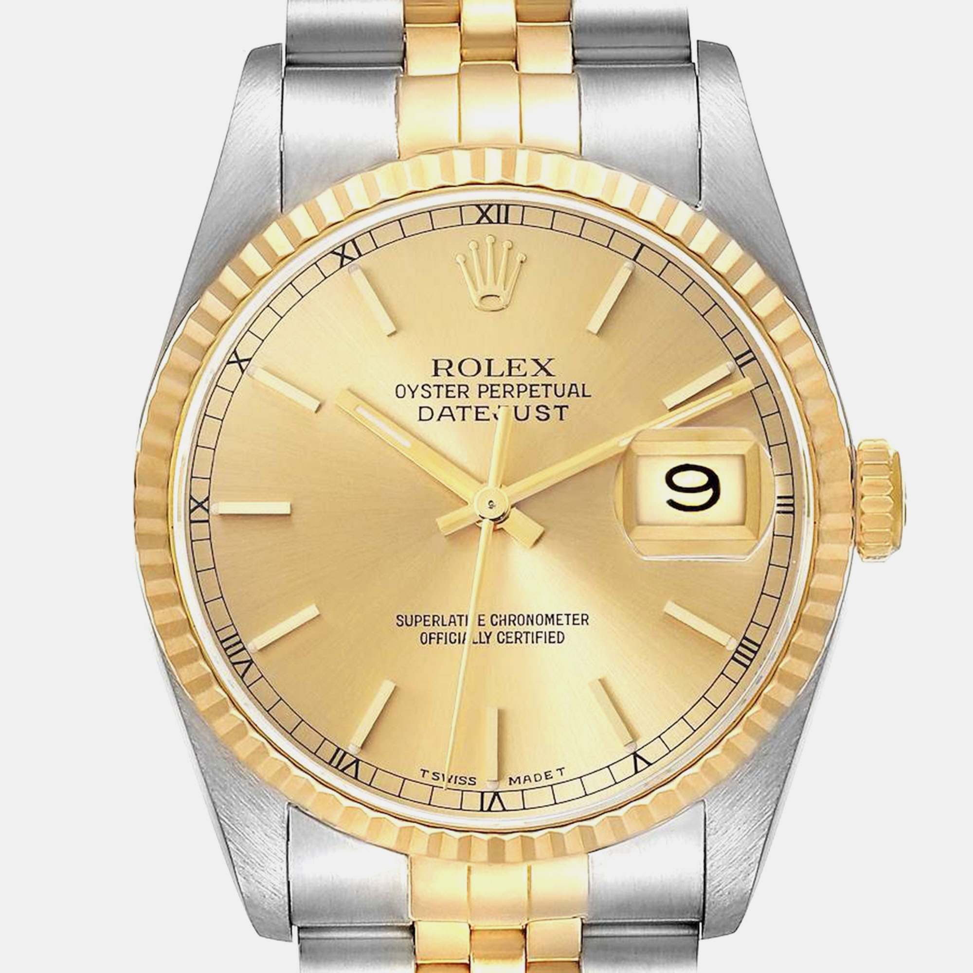 Rolex Datejust Steel Yellow Gold Champagne Dial Men's Watch 36.0 Mm