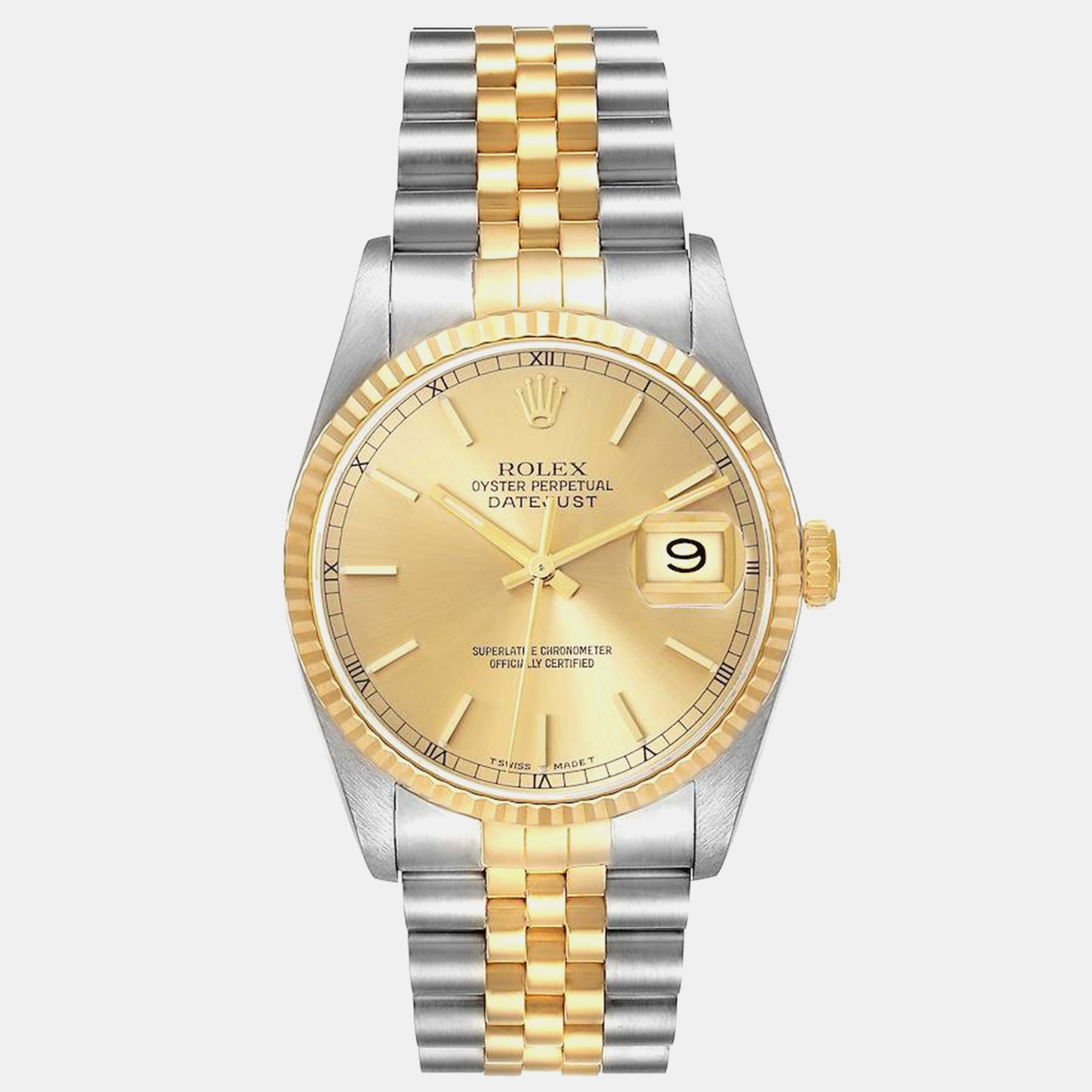 Rolex Datejust Steel Yellow Gold Champagne Dial Men's Watch 36.0 Mm