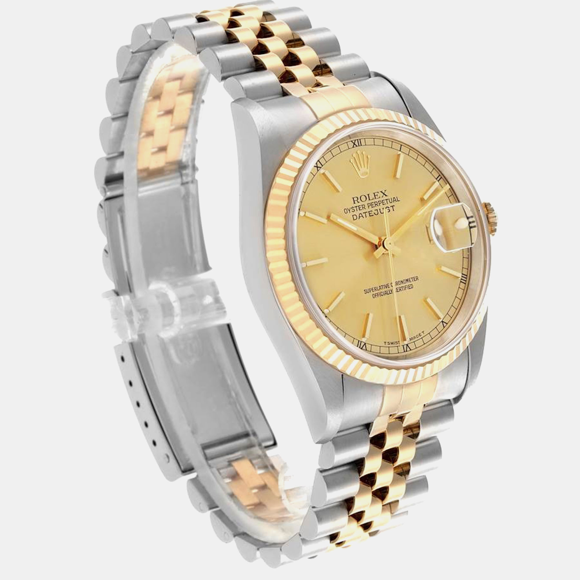 Rolex Datejust Steel Yellow Gold Champagne Dial Men's Watch 36.0 Mm