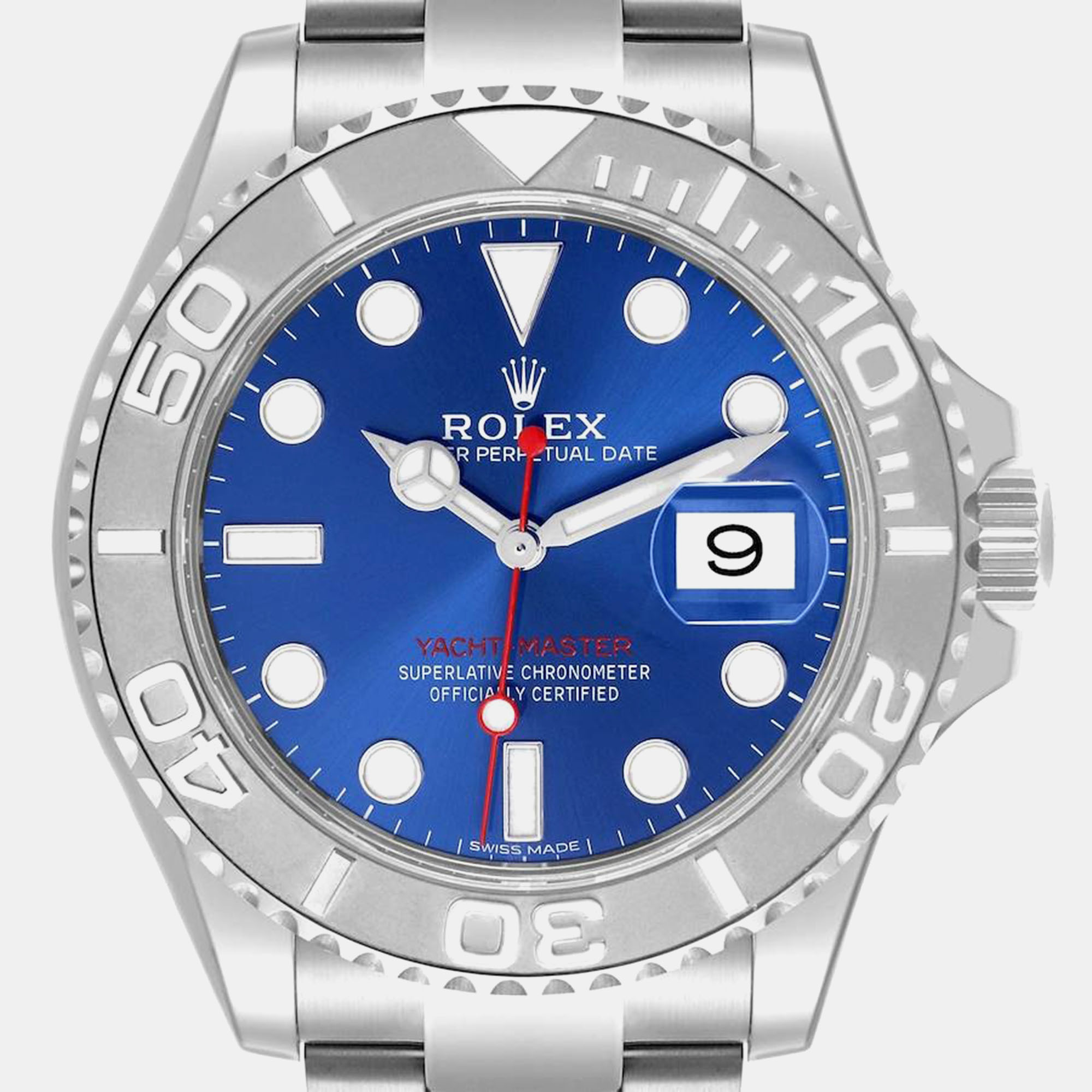 Rolex Yachtmaster Steel Platinum Bezel Blue Dial Men's Watch 116622 40 Mm