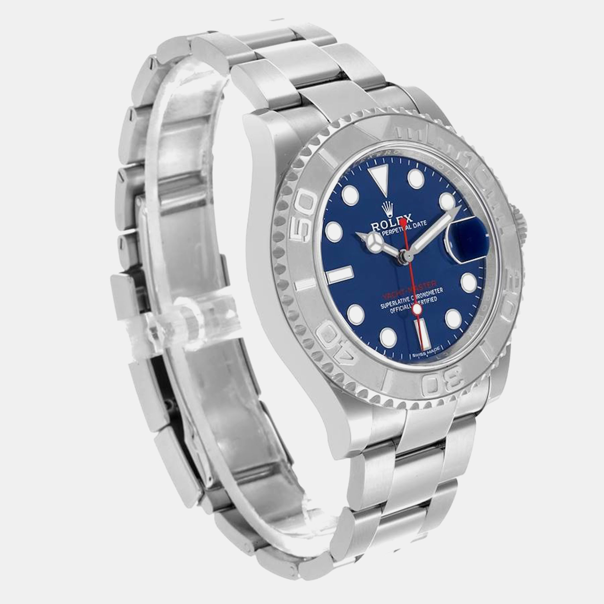 Rolex Yachtmaster Steel Platinum Bezel Blue Dial Men's Watch 116622 40 Mm