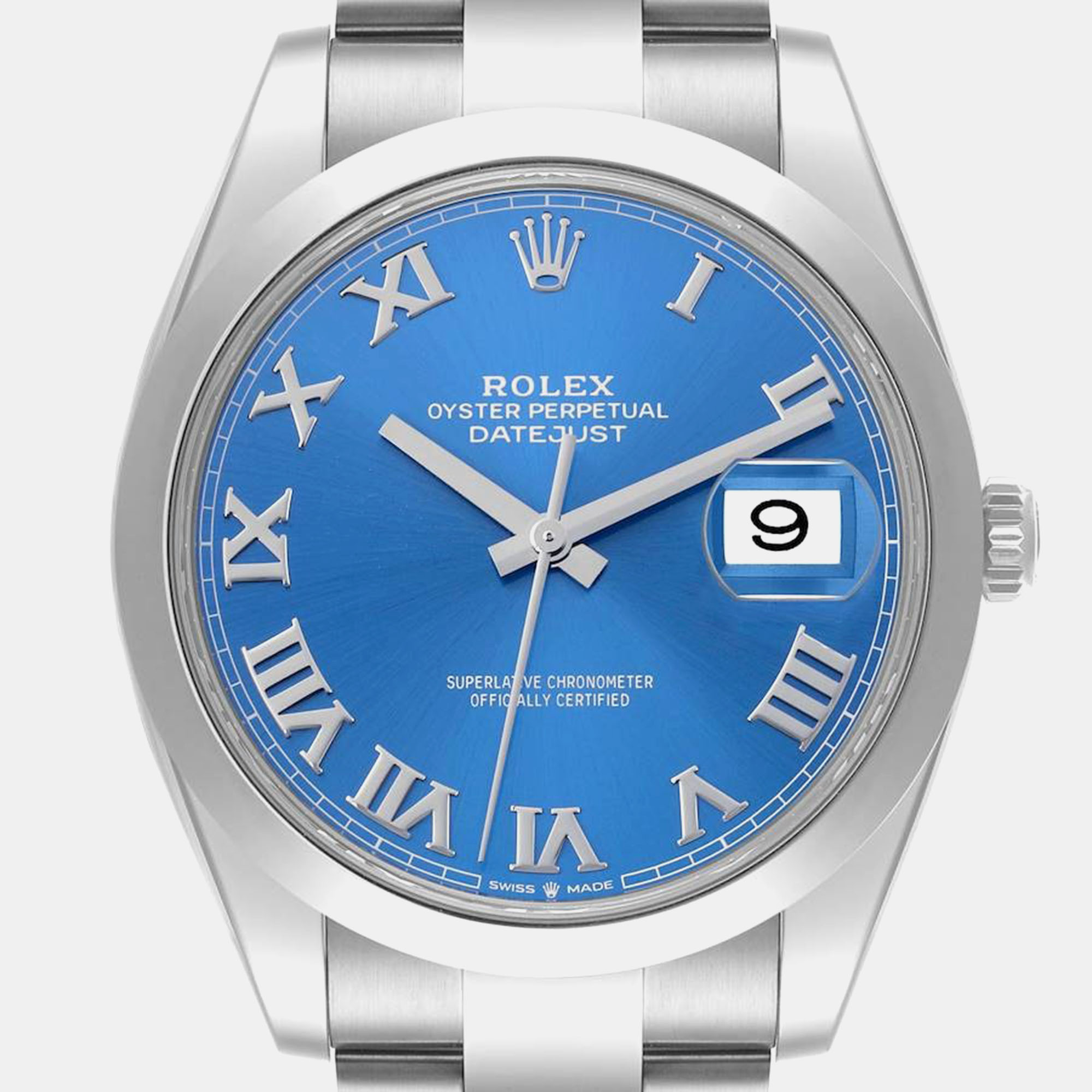 Rolex Datejust Blue Roman Dial Steel Men's Watch 41.0 Mm