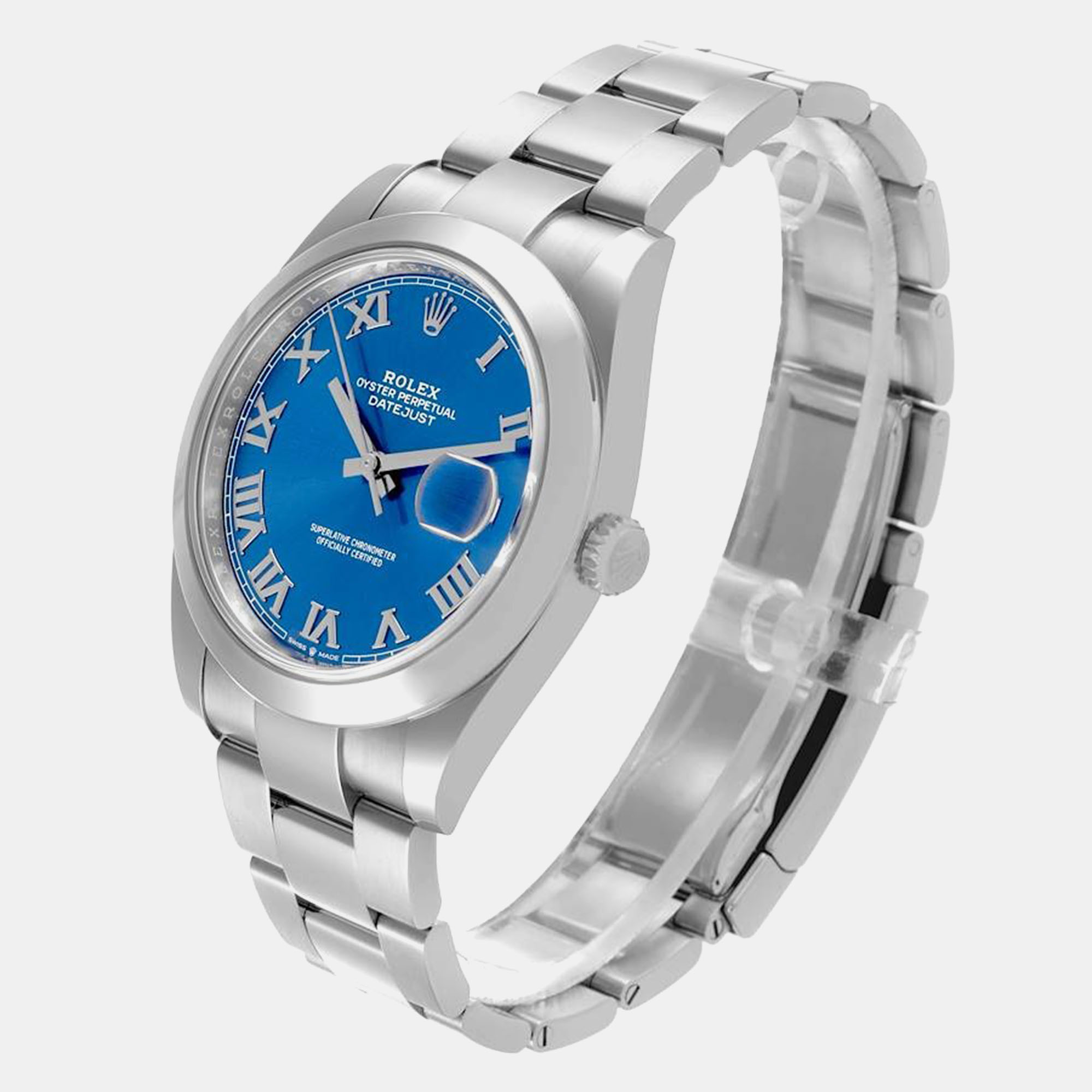 Rolex Datejust Blue Roman Dial Steel Men's Watch 41.0 Mm