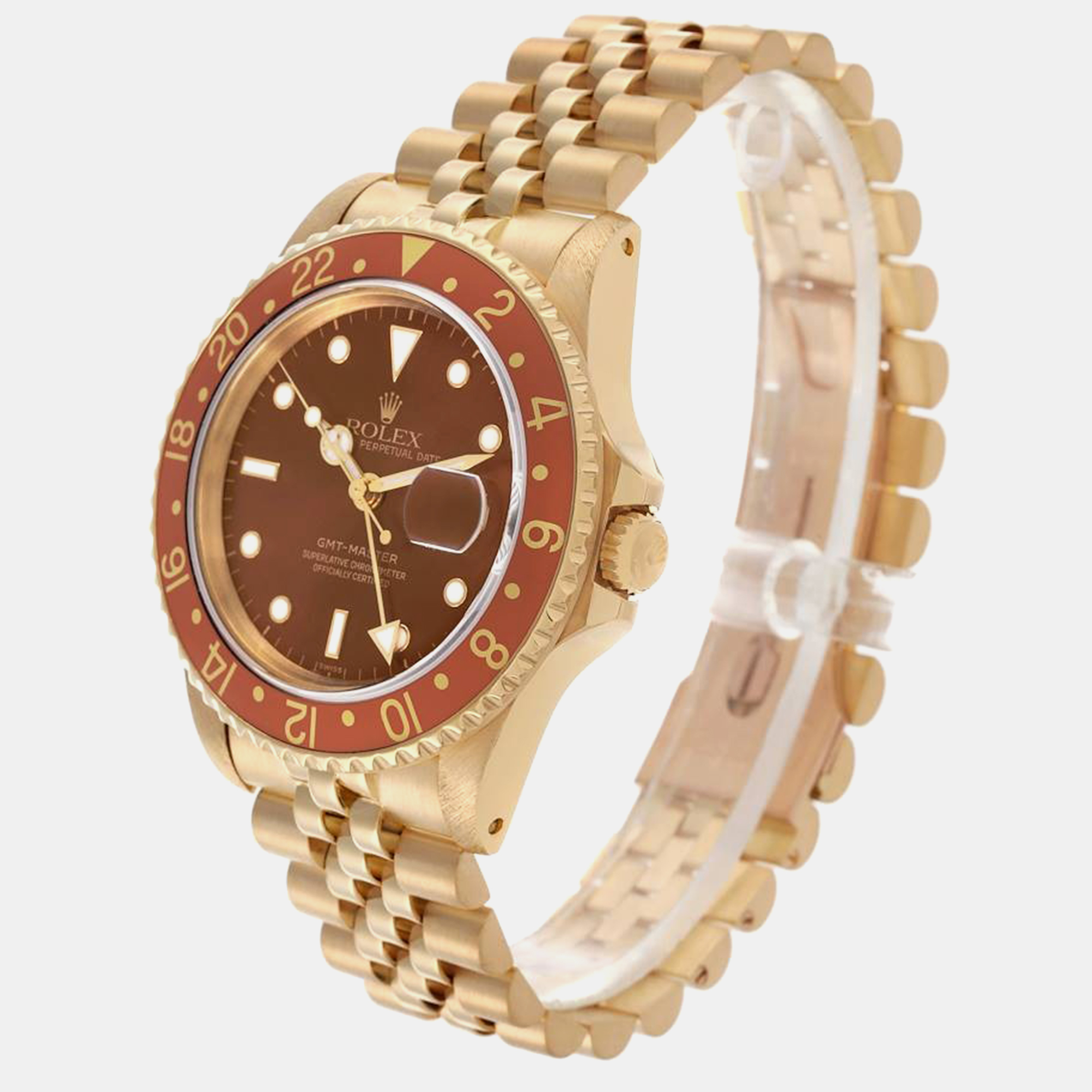 Rolex GMT Master Root Beer Yellow Gold Men's Vintage Watch 40.0 Mm