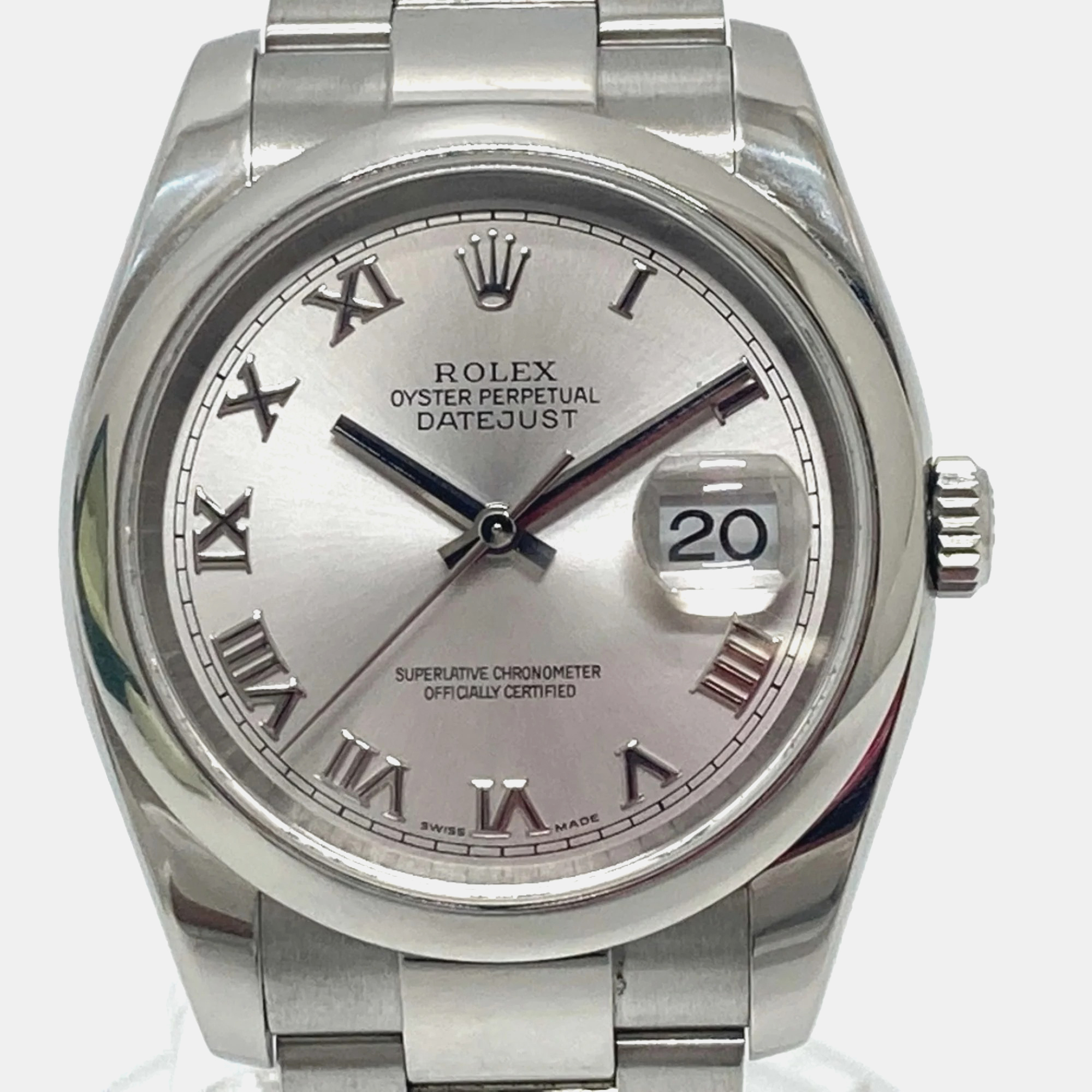 Rolex Silver Stainless Steel Datejust 116200 Automatic Men's Wristwatch 36 Mm