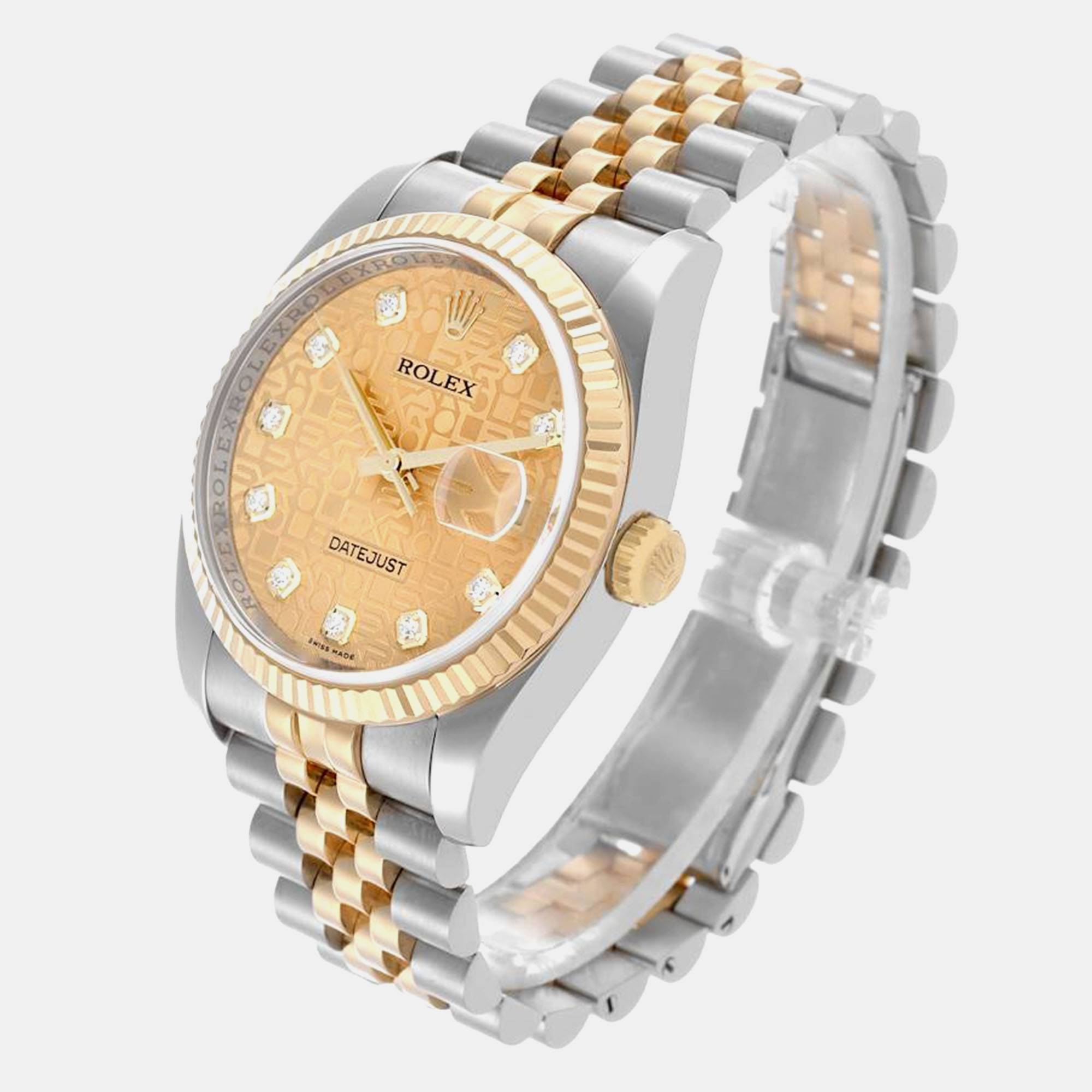 Rolex Datejust Steel Yellow Gold Anniversary Diamond Dial Men's Watch 36.0 Mm