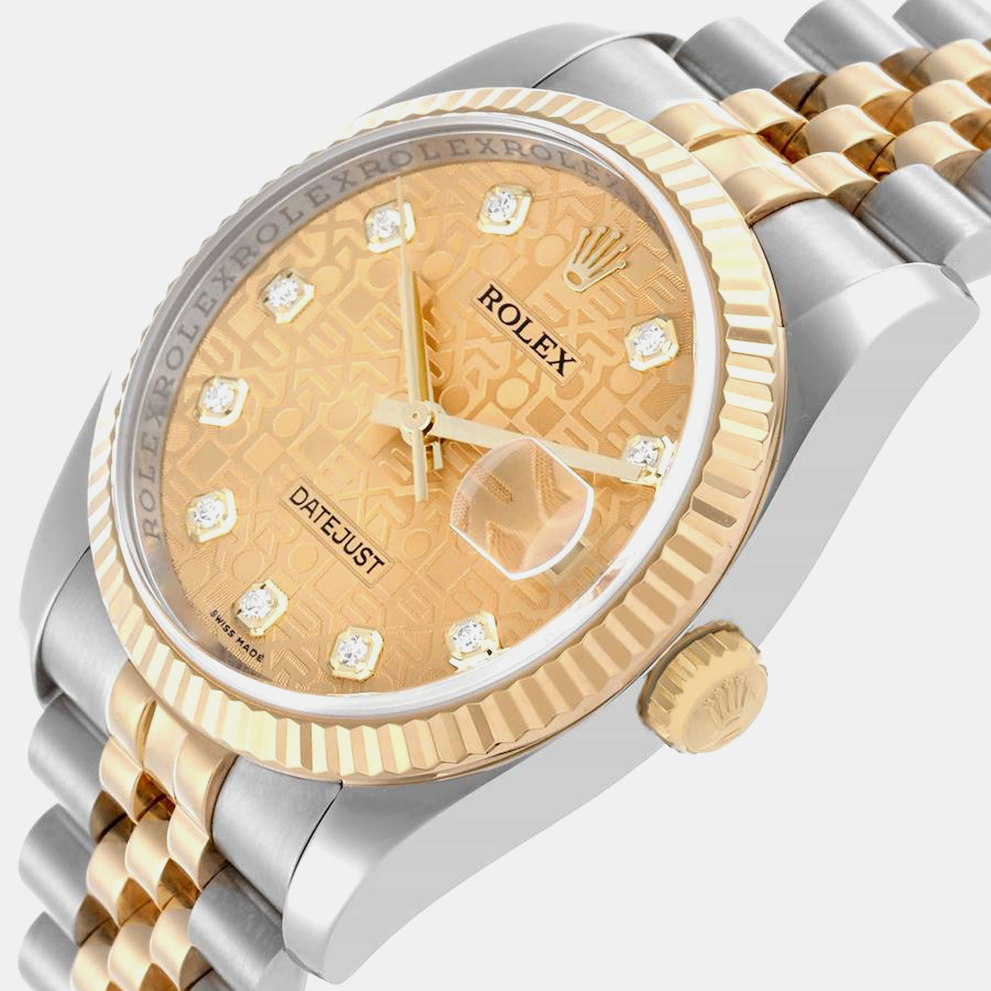 Rolex Datejust Steel Yellow Gold Anniversary Diamond Dial Men's Watch 36.0 Mm