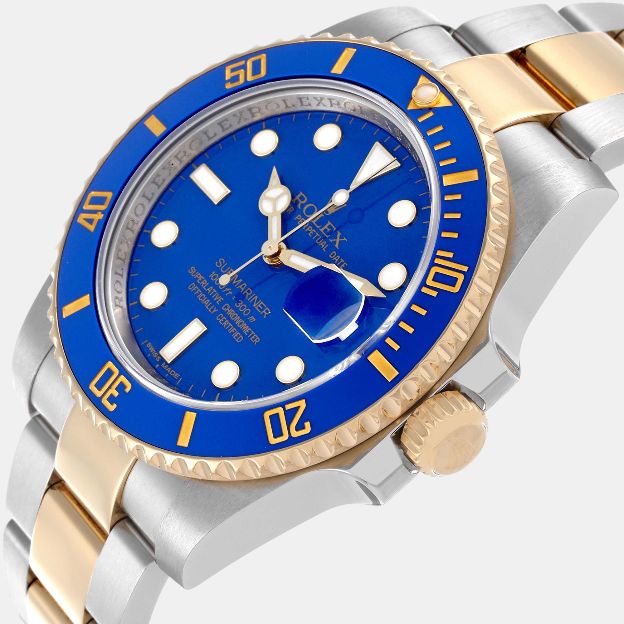 Rolex Submariner Steel Yellow Gold Blue Dial Men's Watch 116613 40 Mm